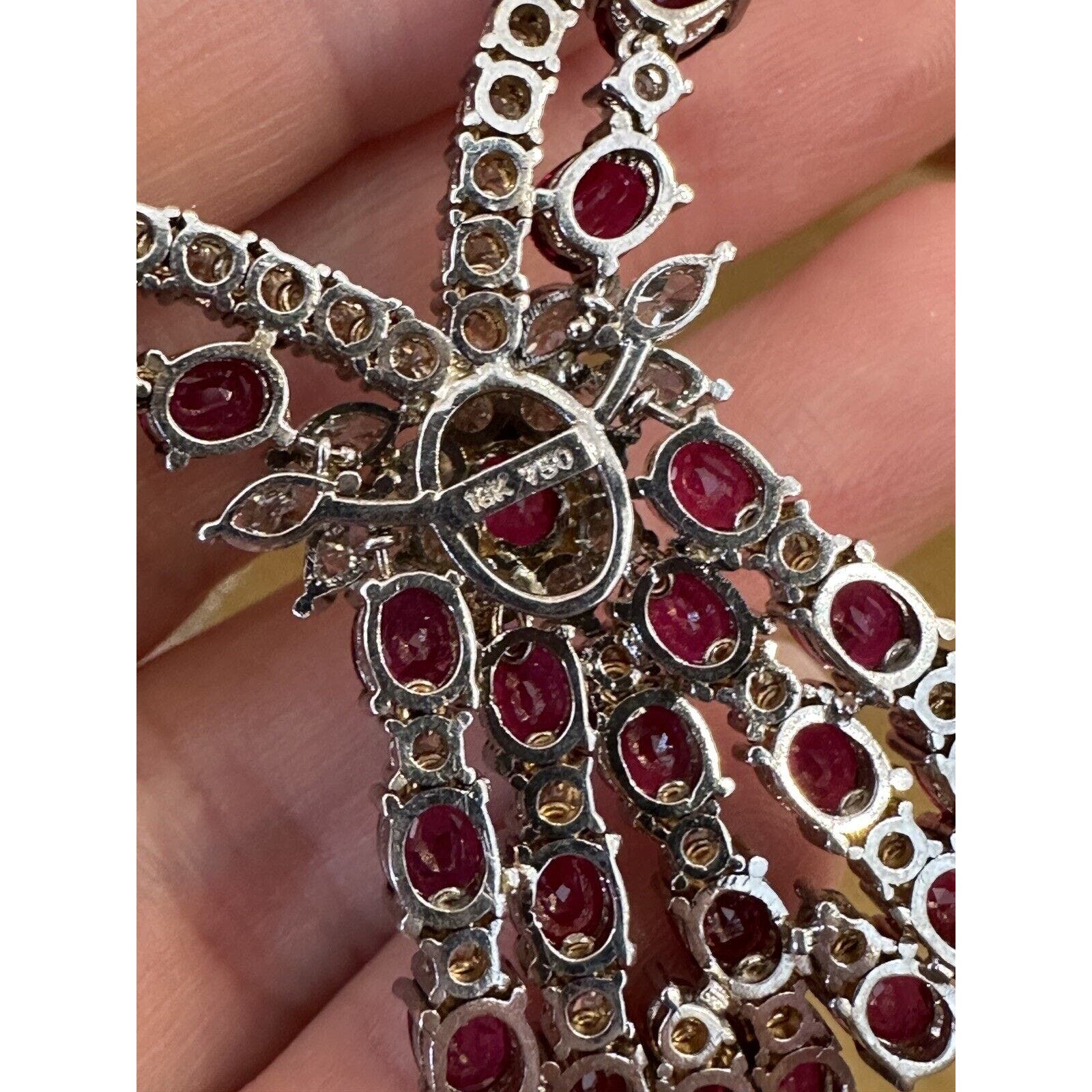 Vintage Ruby and Diamond Necklace in 18k White Gold - HM2491N