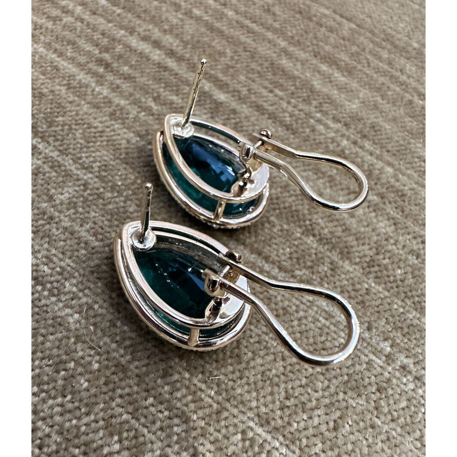 GIA Pear Emerald Halo Diamond Earrings 10.77 cttw 18k Yellow Gold -HM2495SA