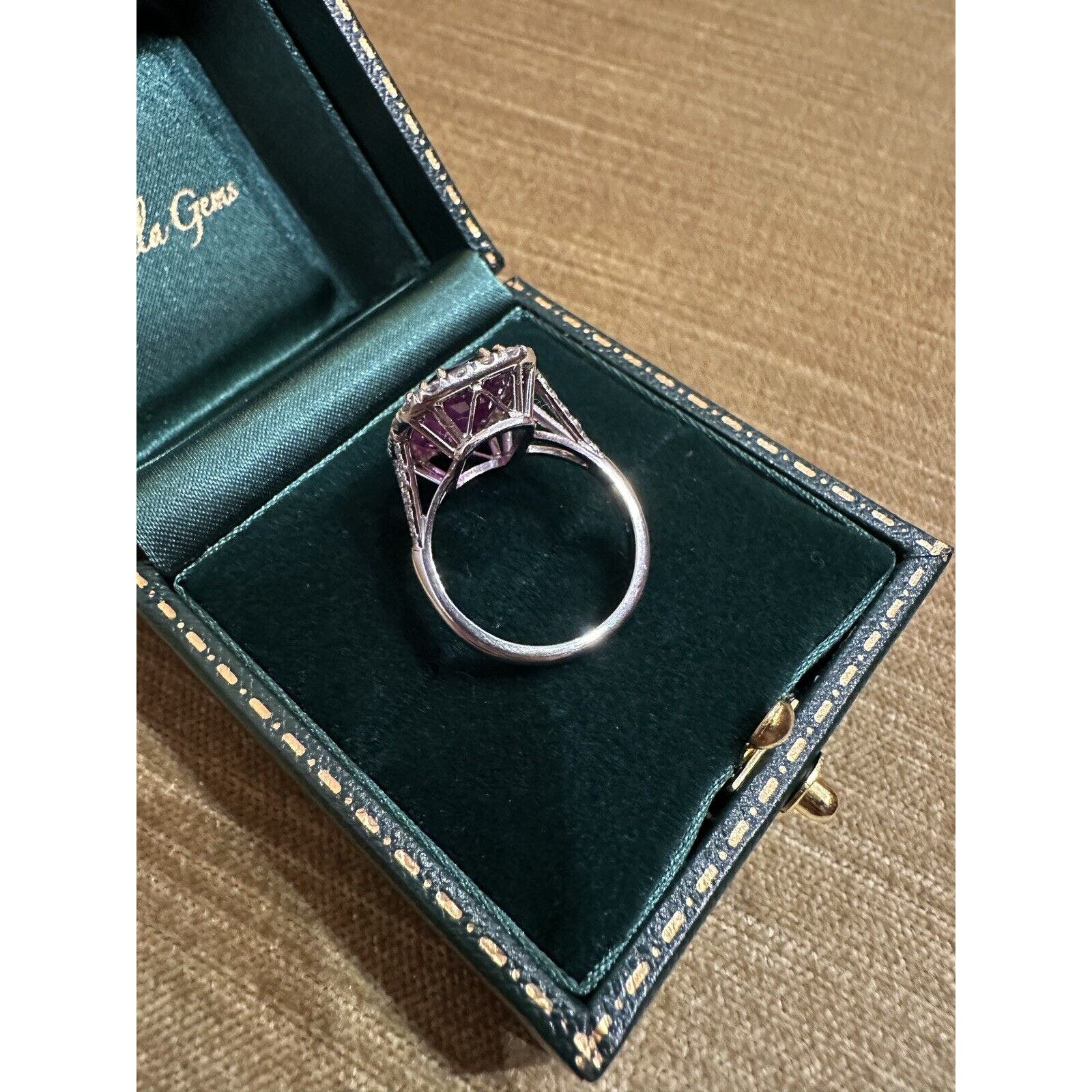GIA 7.35 ct Natural Unheated Pink Sapphire and Diamond Ring in Platinum-HM2406SS