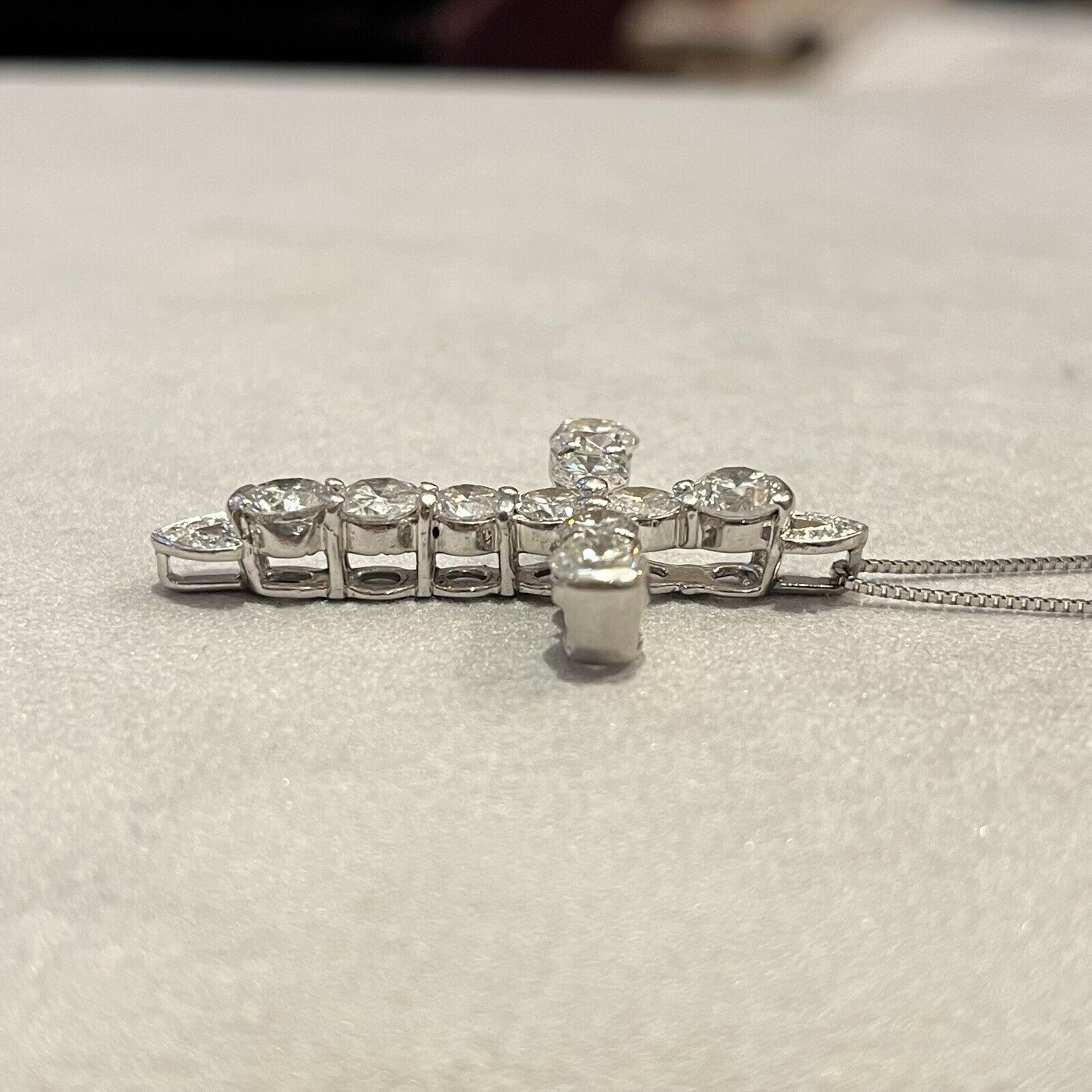 Large Natural Diamond Cross Pendant Necklace 4.30 cttw in Platinum