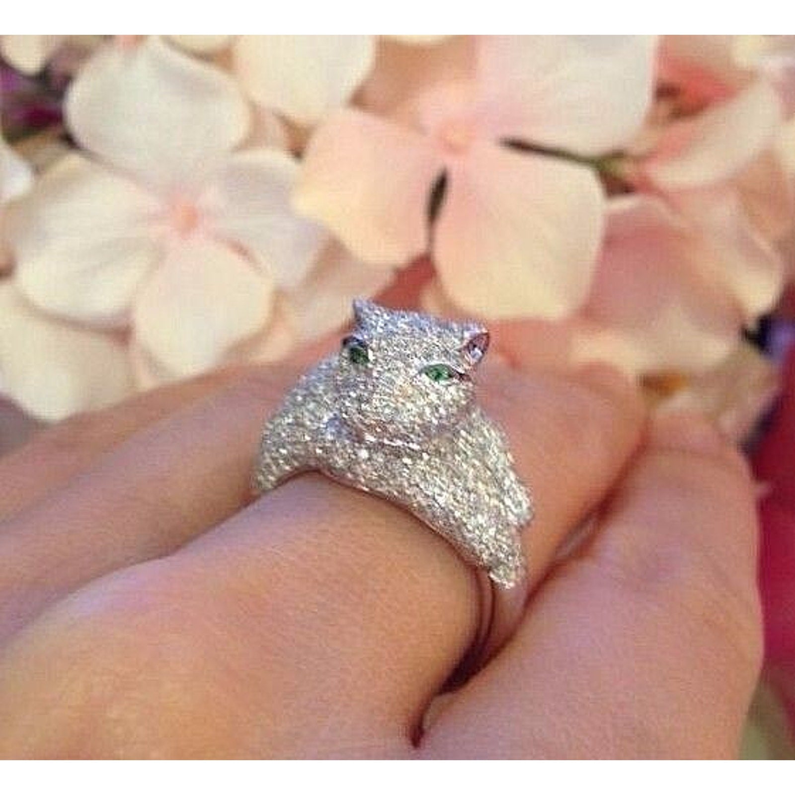 Pave Diamond Panther Ring 4.00 cttw in 18k White Gold - HM1285AI