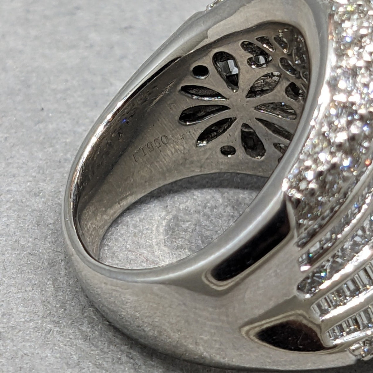 Baguette, Round & Princess Diamond Wide Cocktail Ring in Platinum