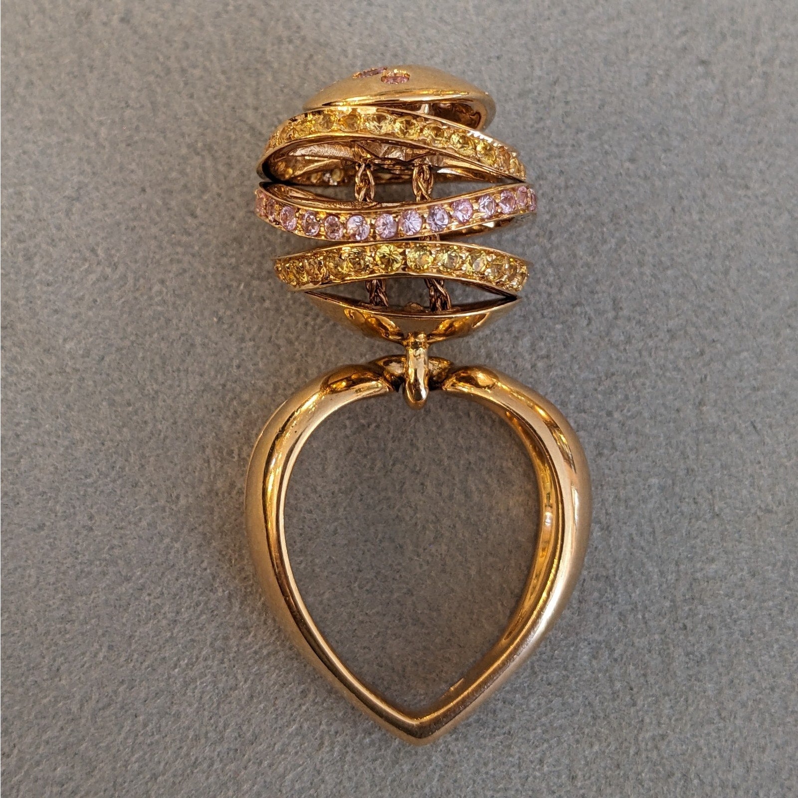 iO Si Italy Pink and Yellow Sapphire Bauble Ring in 18k Yellow Gold