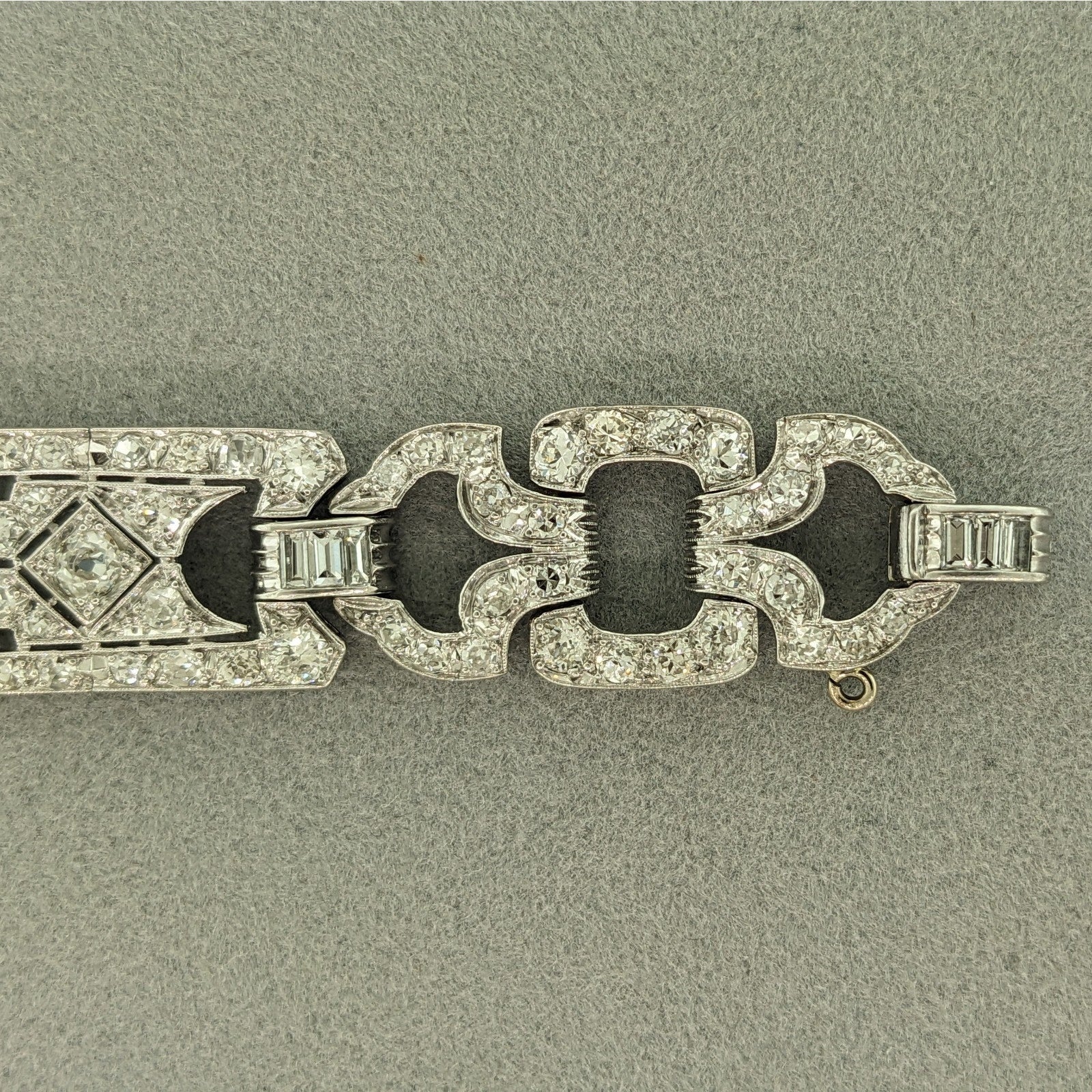 Art Deco Euro cut Diamond Bracelet .50 inch wide in Plat/14k chain