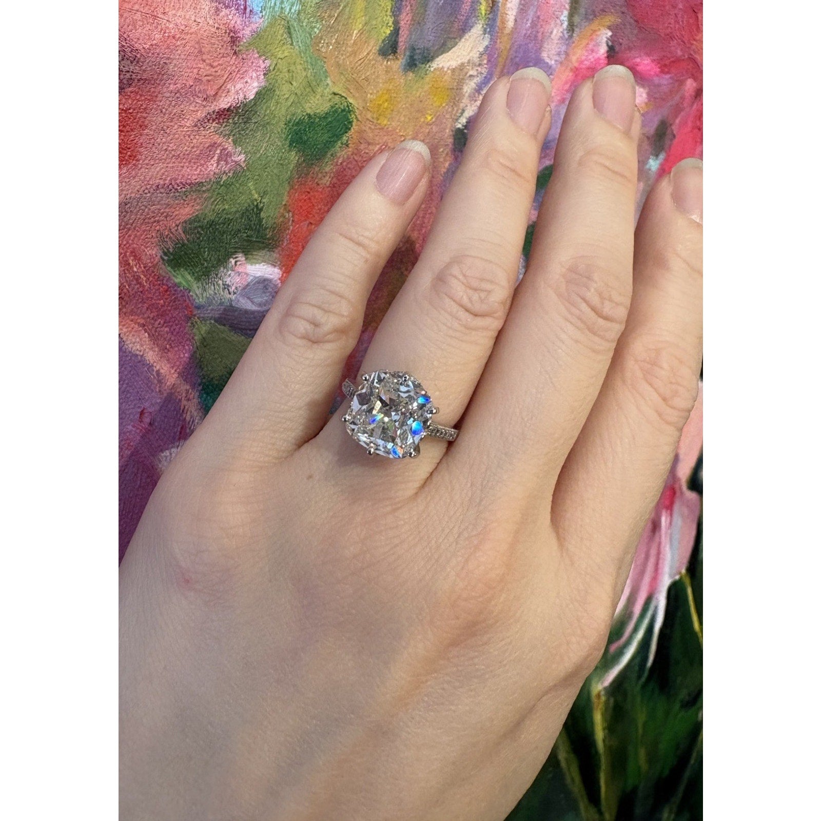 GIA 6.02 ct Natural Old Mine Brilliant Cut Diamond Ring in Platinum - HMC300ZEs