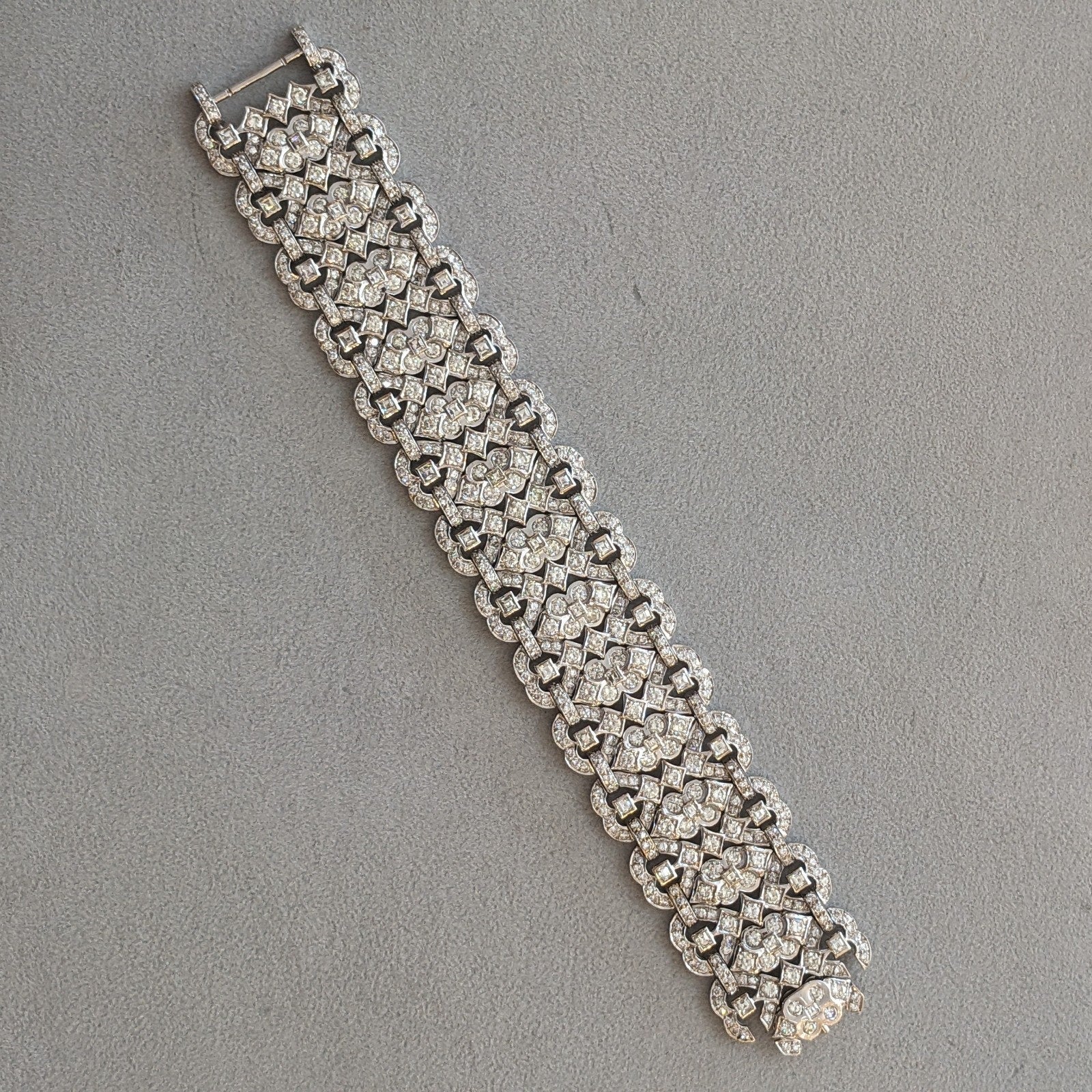 Wide Diamond Bracelet 19.81 cttw in 18k White Gold