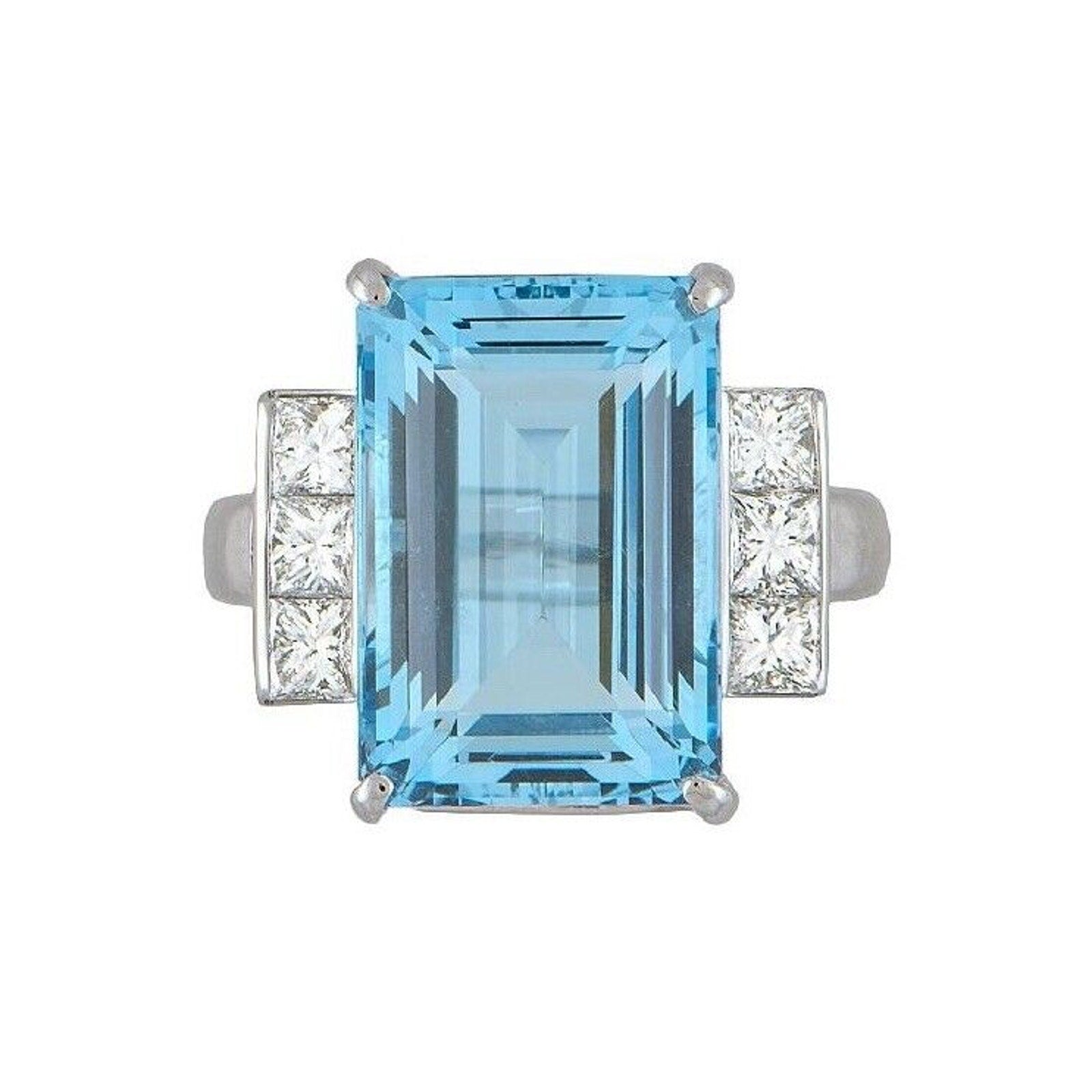 GIA 15.70 ct Aquamarine and Diamond Ring in Platinum