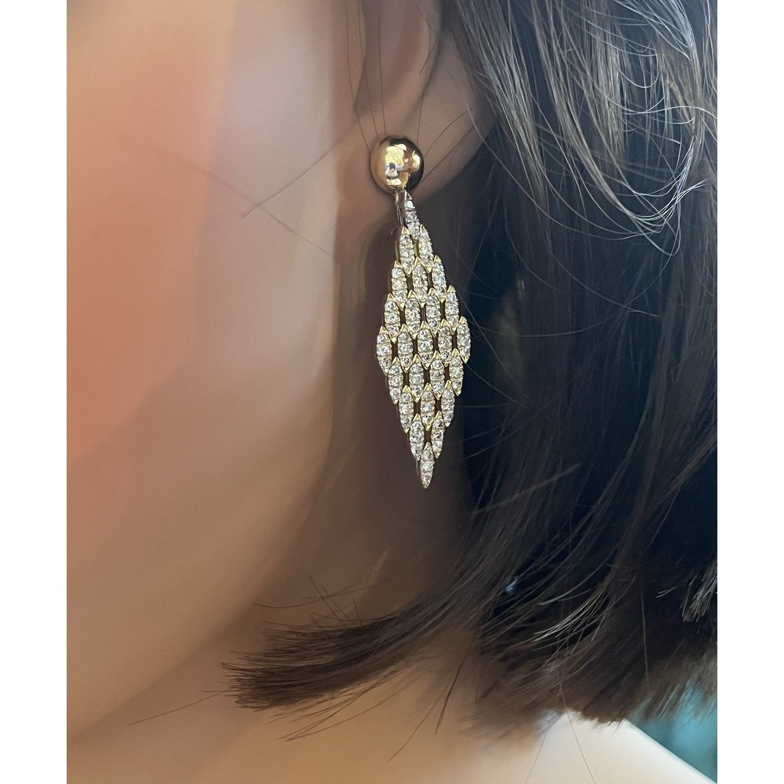 Natural Diamond Drop Earrings 1.50 cttw in 18k Yellow Gold