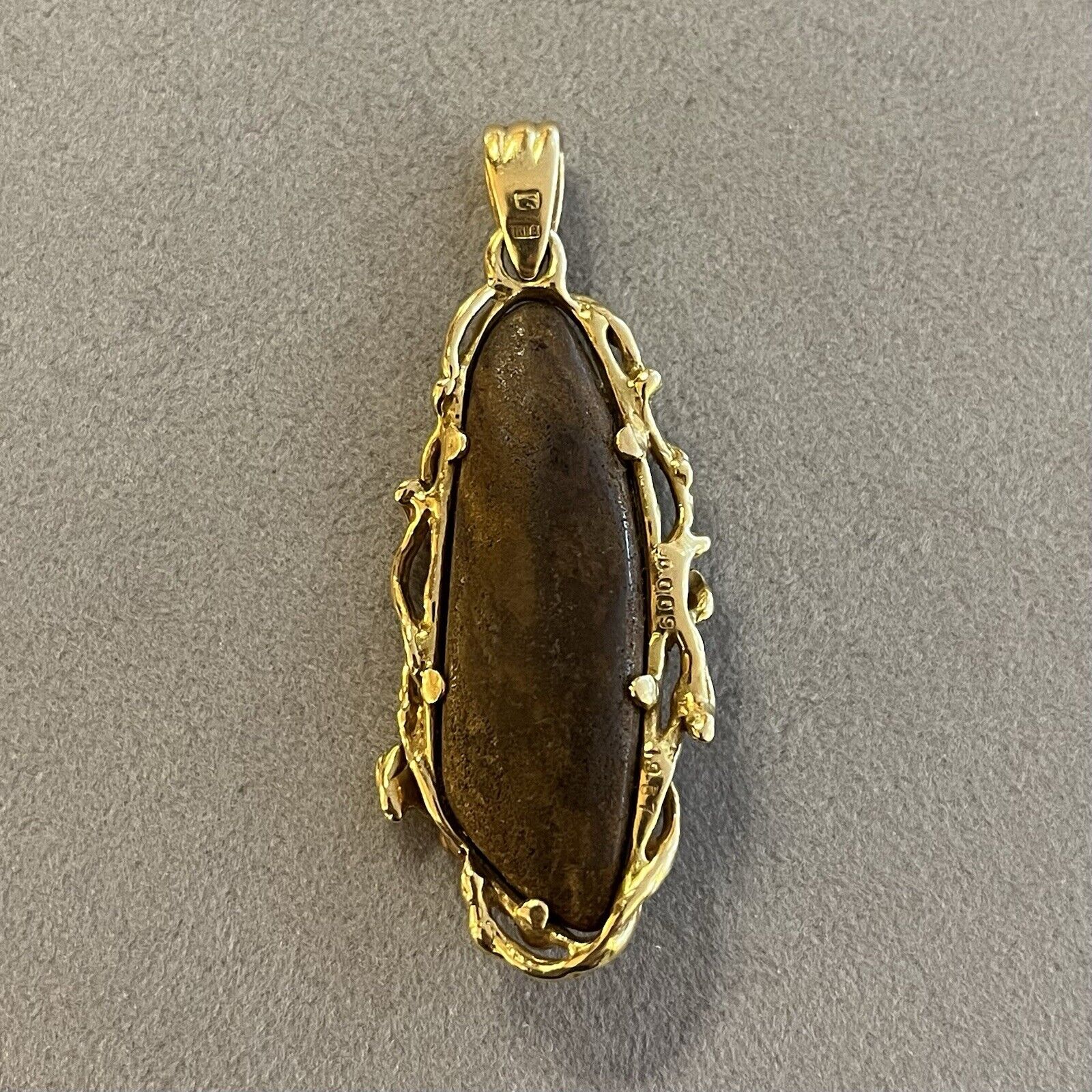 Boulder Opal 19.57 ct and Diamond Pendant in 18k Yellow Gold