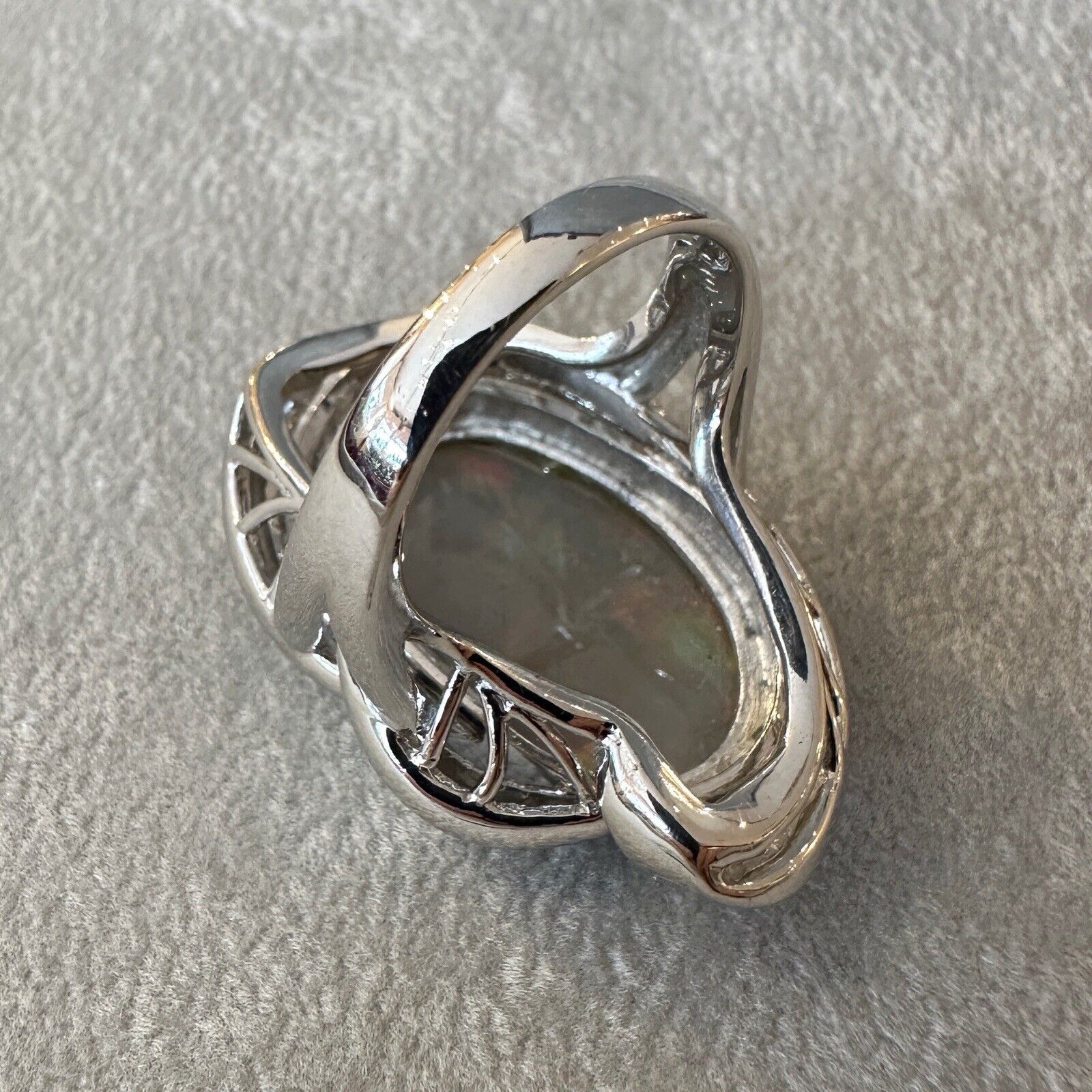 Large Natural Opal 6.81 ct & Diamond Ring in Platinum