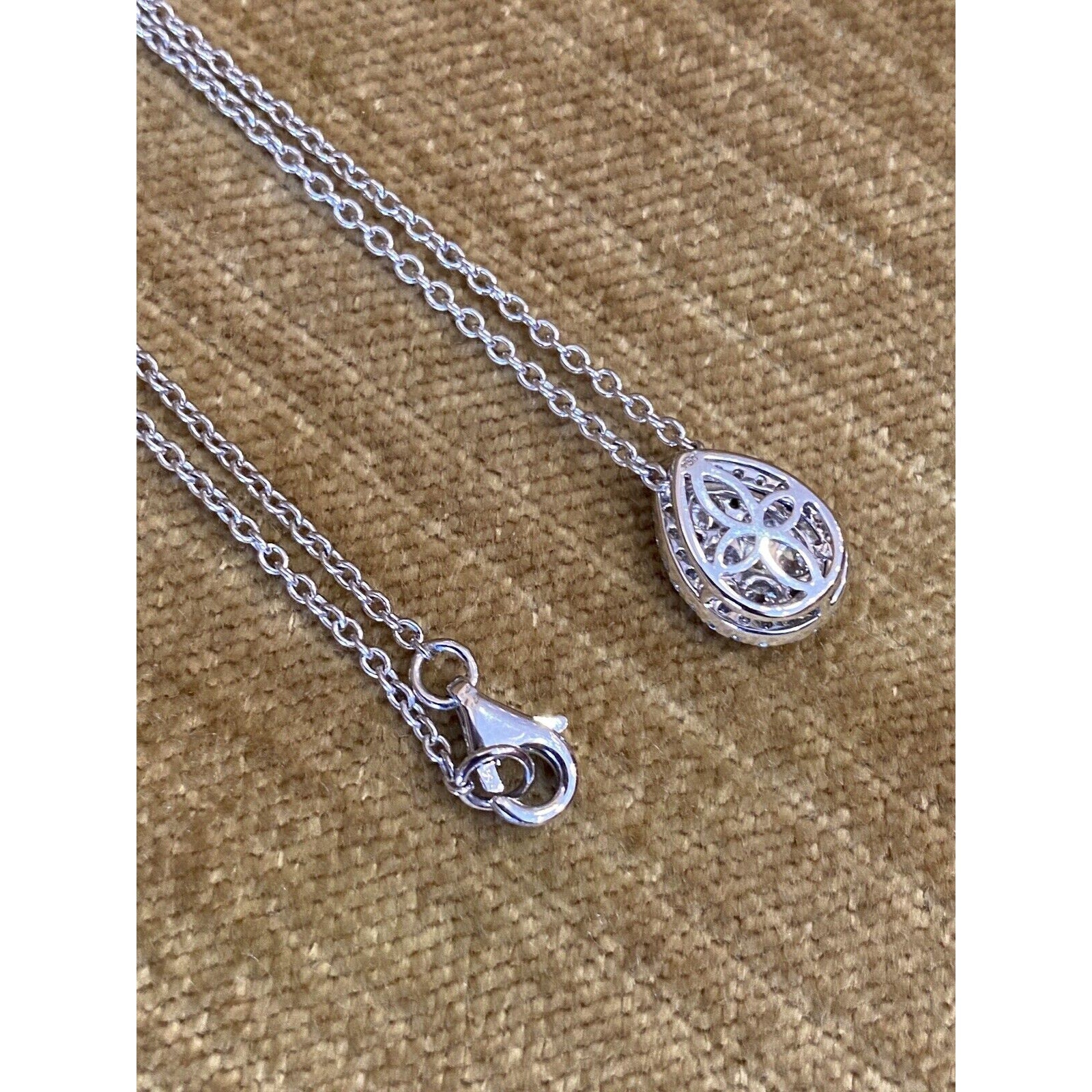 Teardrop Diamond Cluster Pendant Necklace in 18k White Gold--HM2380V