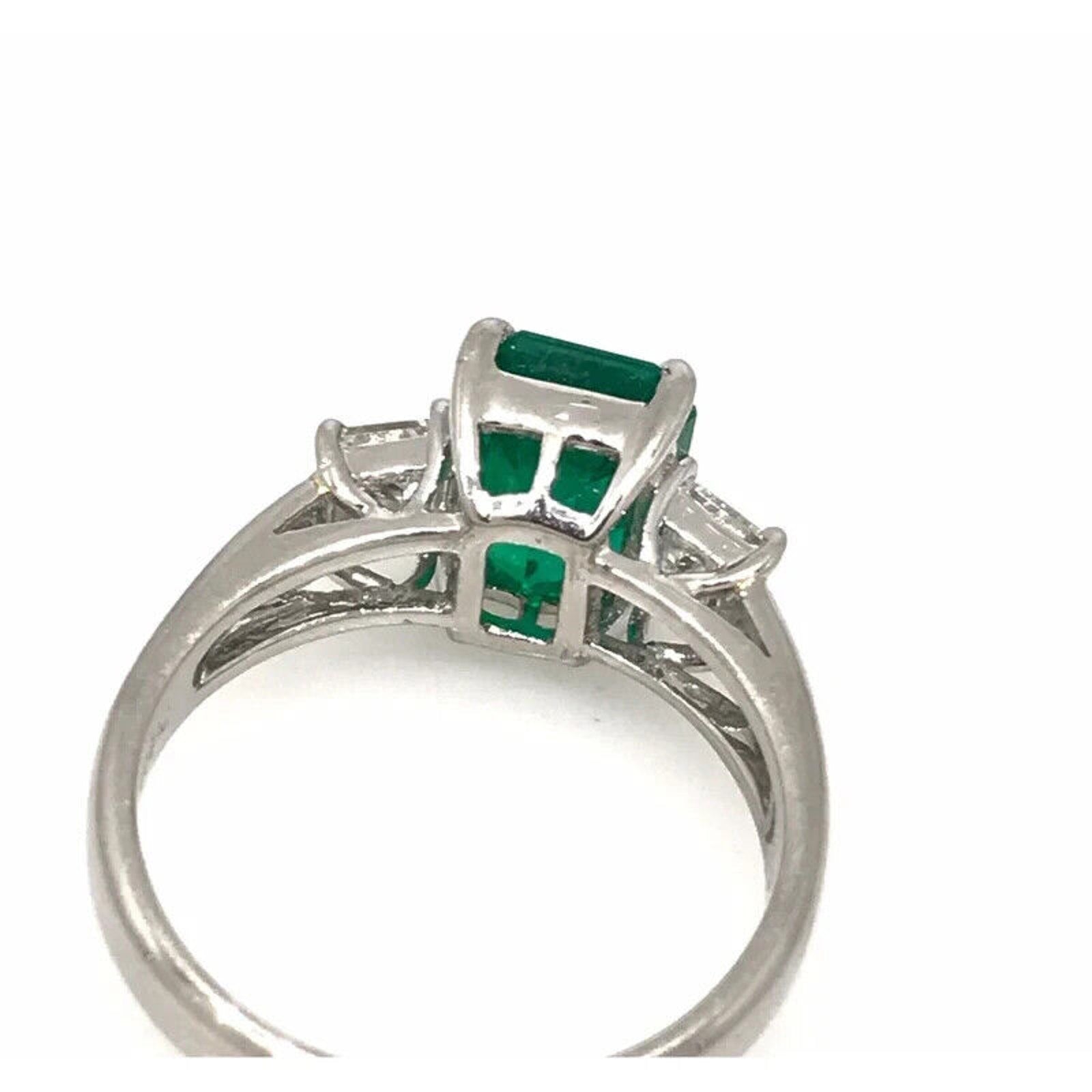 GIA Colombian Emerald and Diamond Three Stone Ring in Platinum