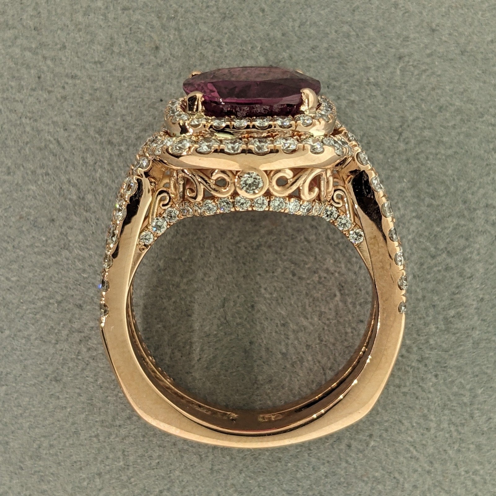 Certified 5.01 ct Natural Oval Ruby and Diamond Ring in 14k Rose Gold
