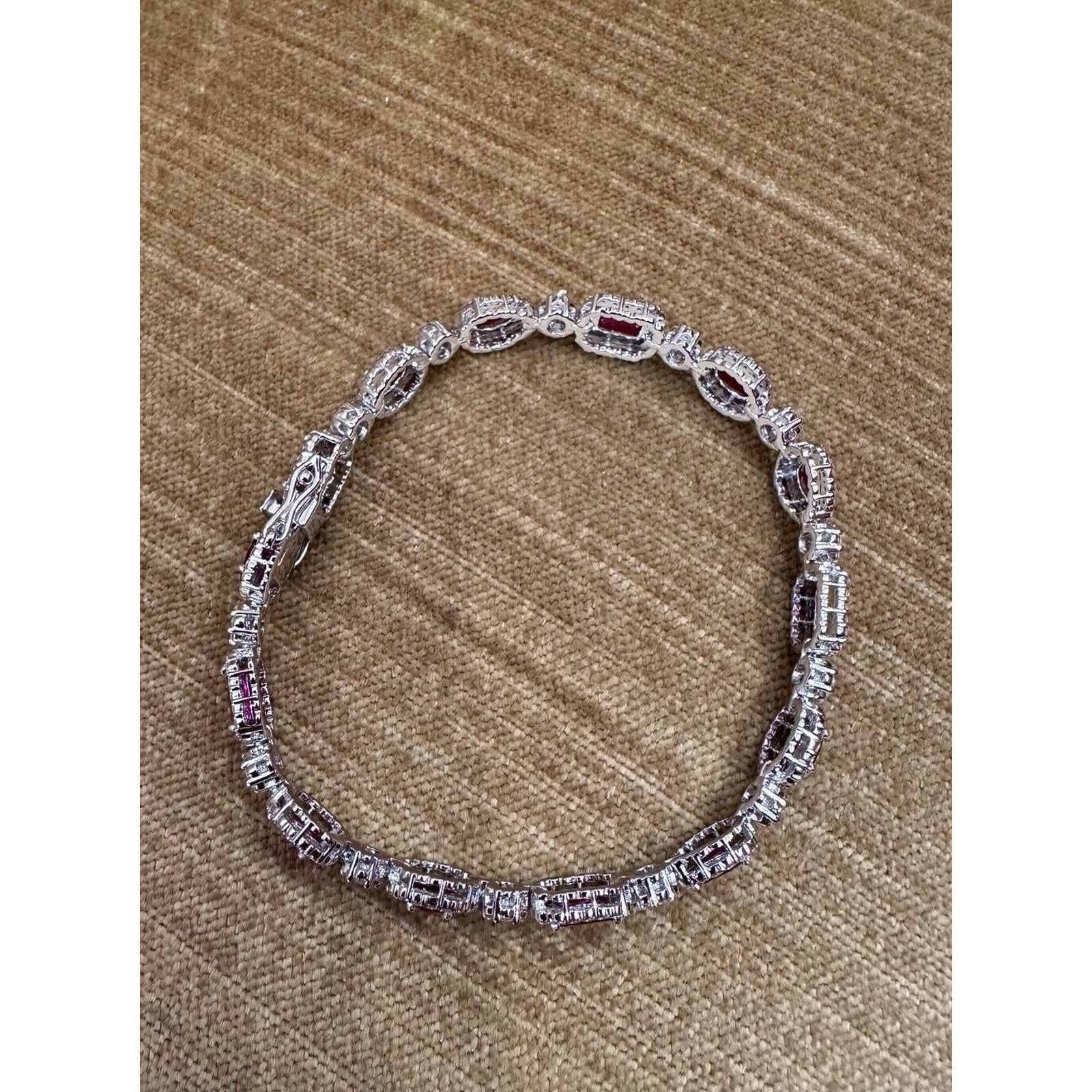 Ruby and Diamond Link Bracelet 7.65 cttw in 18k White Gold - HM2538Z