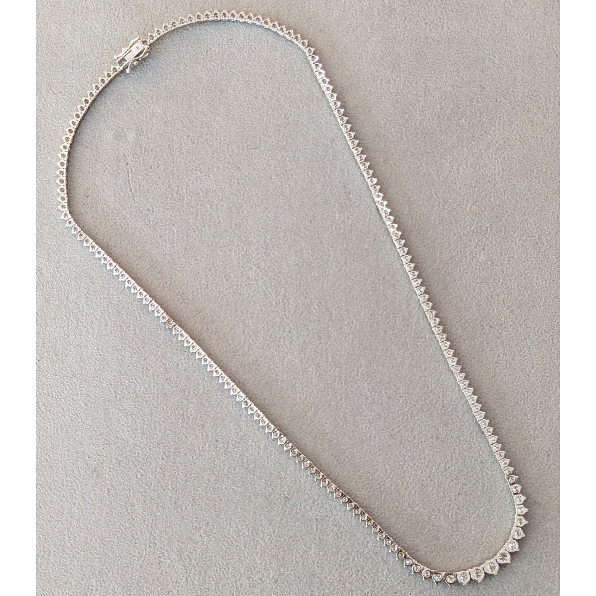 Round Diamond Graduating Tennis Necklace 8.00 ctw in 18k White Gold