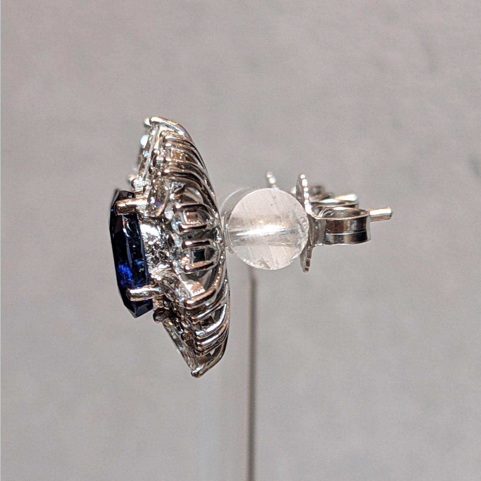 Sapphire and Diamond Stud Earrings in Platinum & 14k White Gold