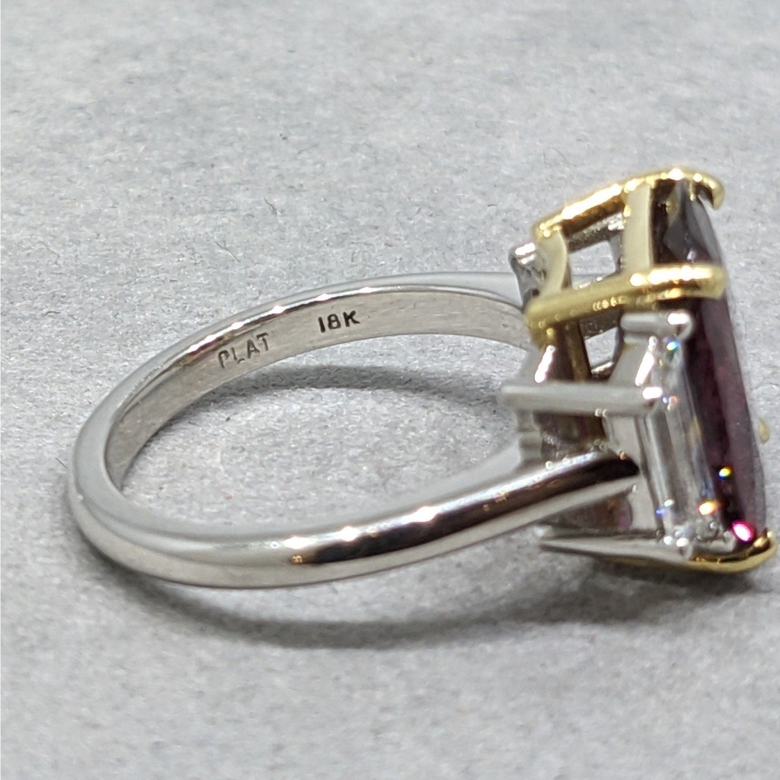 GIA 5.91 ct Natural Unheated Oval Ruby Diamond Ring in Platinum & 18k Yellow Gold