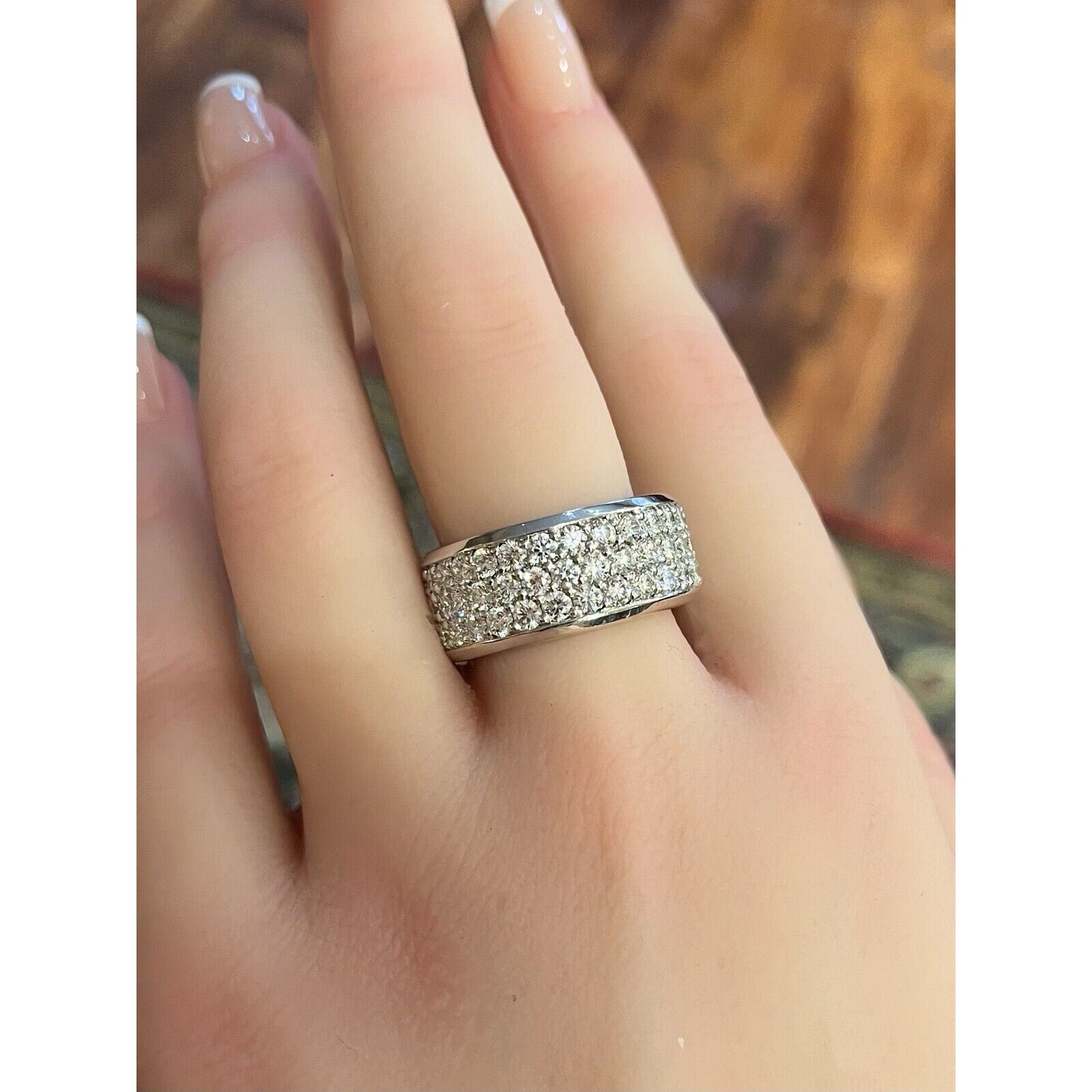 Wide 3 Row Diamond Eternity Band 5.15 cttw in 18k White Gold