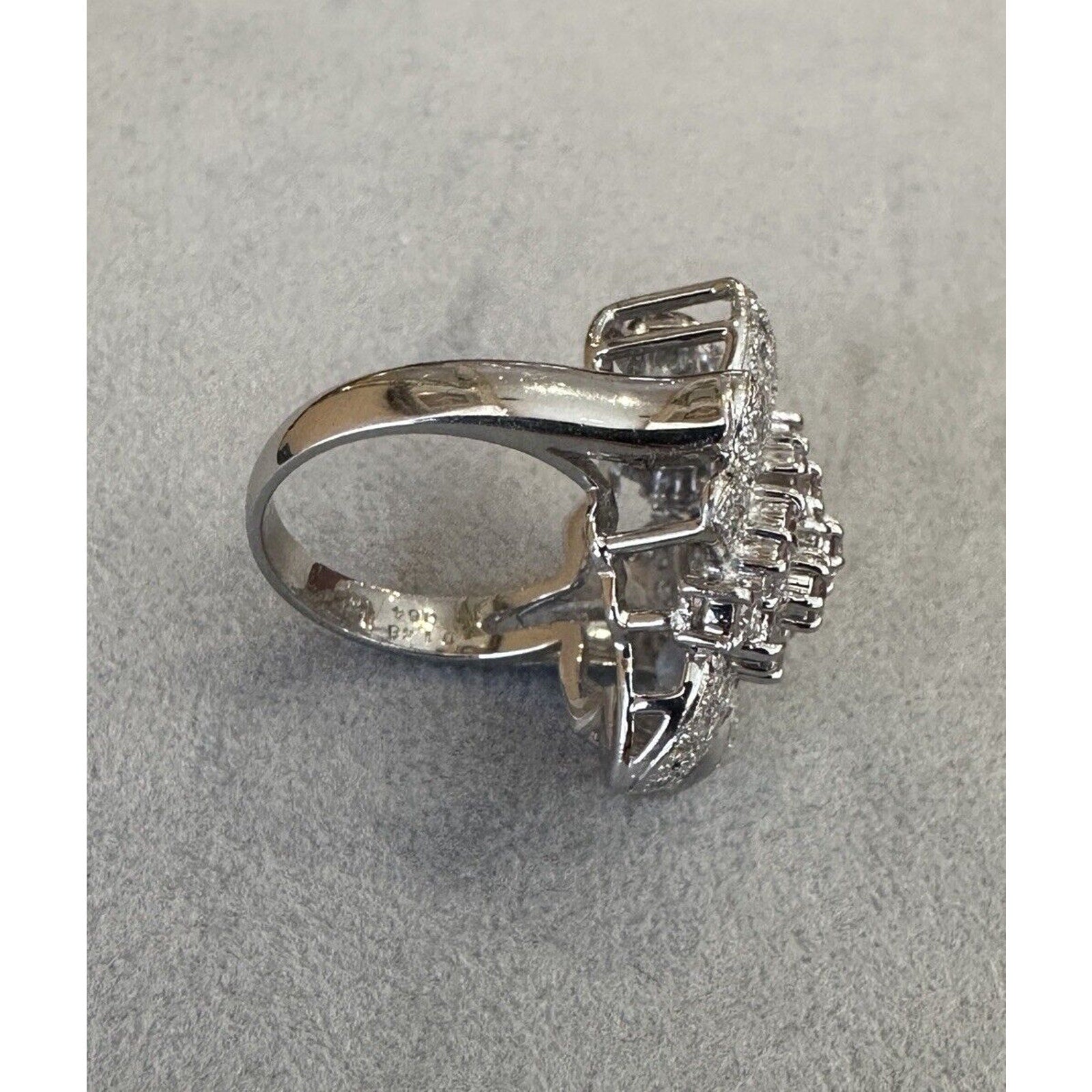 Natural Pink and White Diamond Flower Ring 2.12 cttw in Platinum