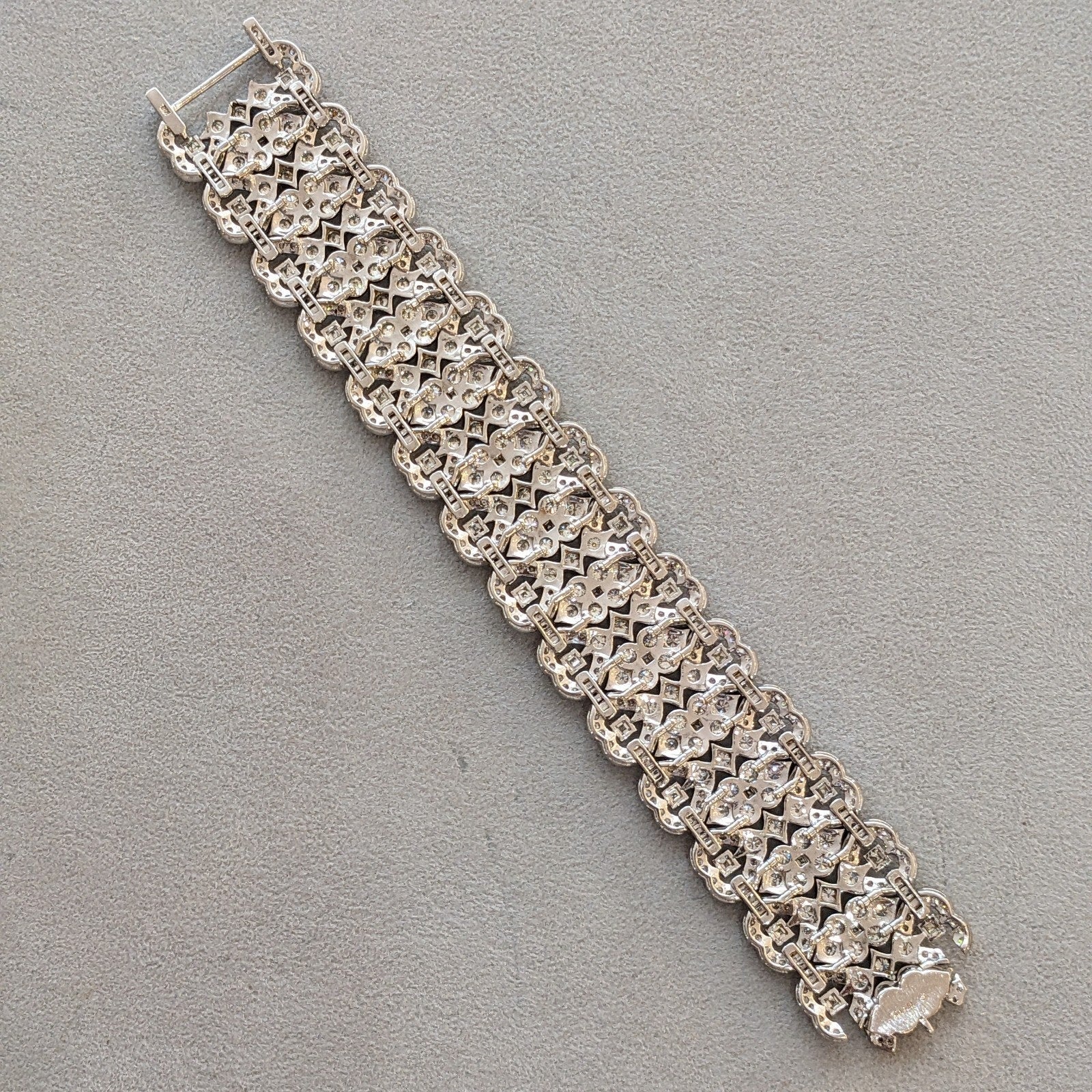 Wide Diamond Bracelet 19.81 cttw in 18k White Gold