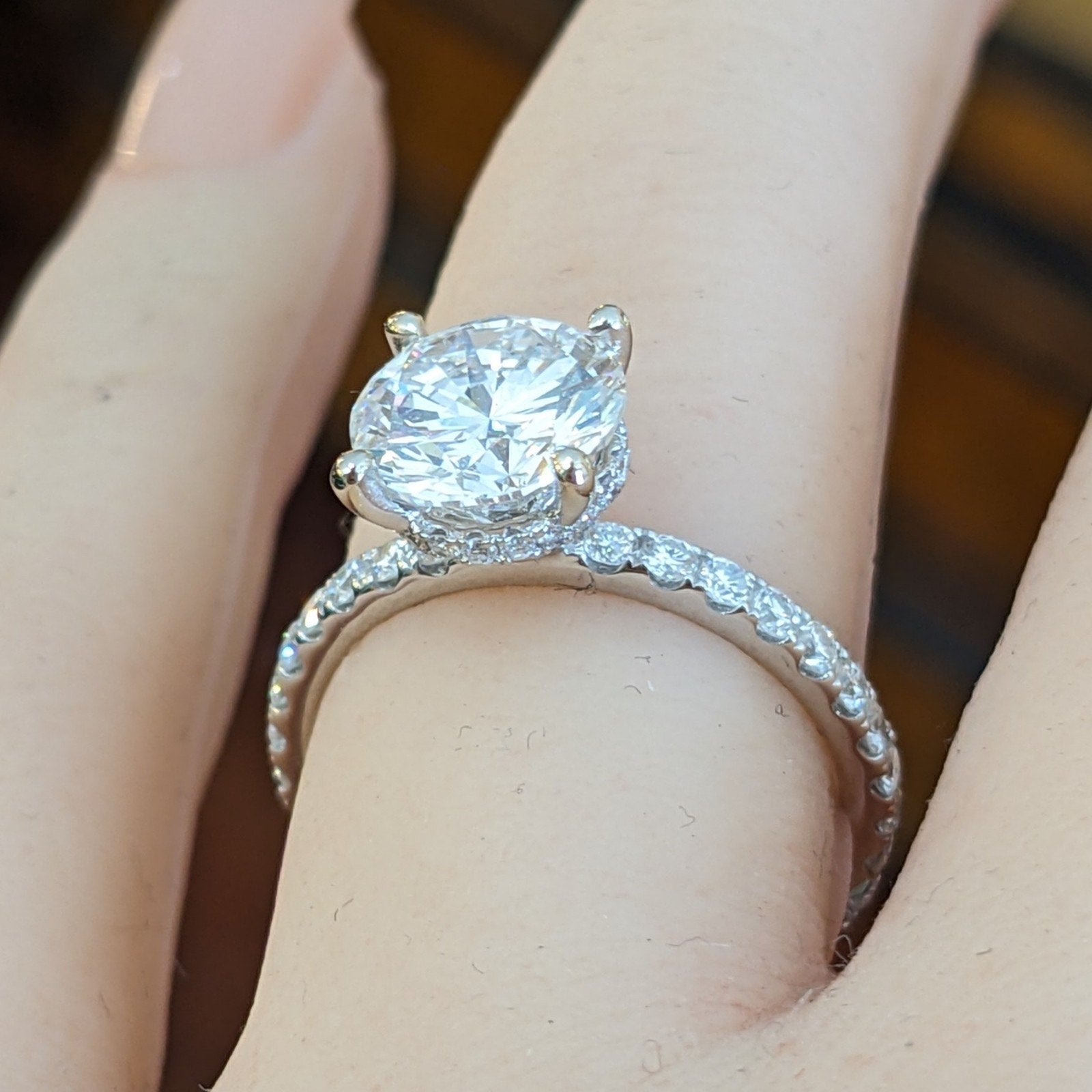 GIA 2.03 ct Round Diamond w/ Hidden Halo Ring in 18k White Gold