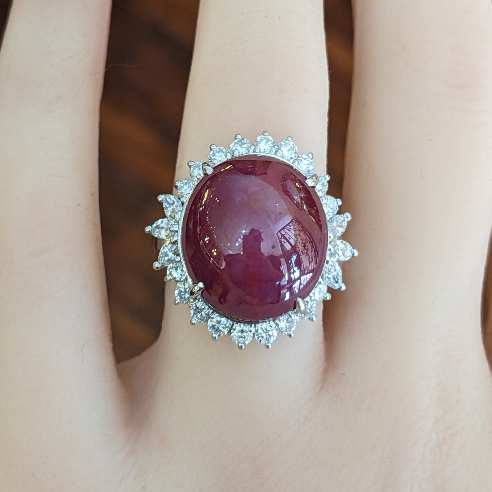 19.91 ct Burma Untreated Star Ruby and Diamond Ring in Platinum
