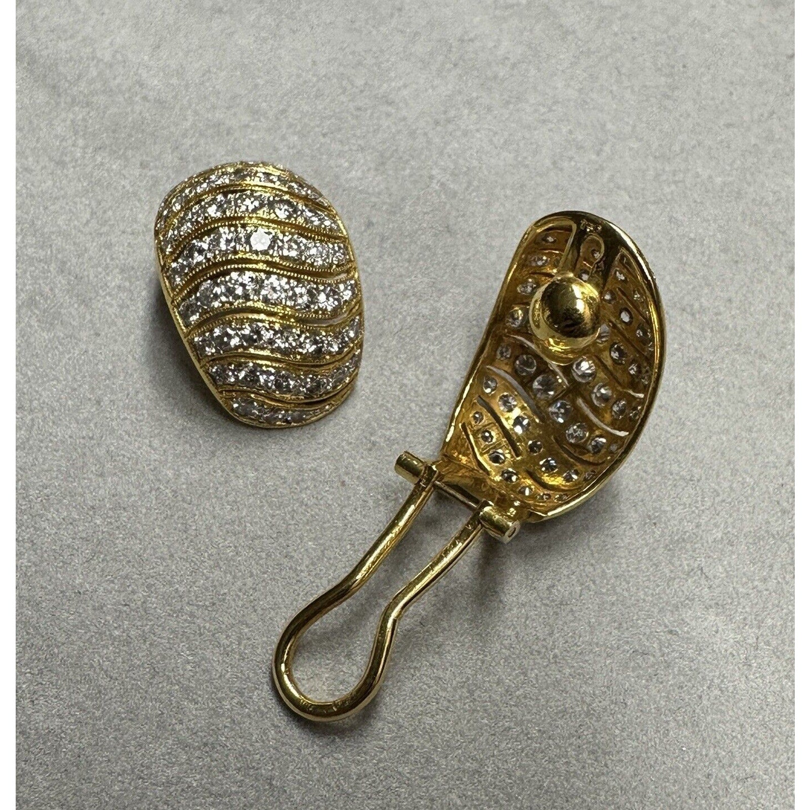 Pave Diamond Half Hoop Earrings 4.00 cttddw in 18k Yellow Gold