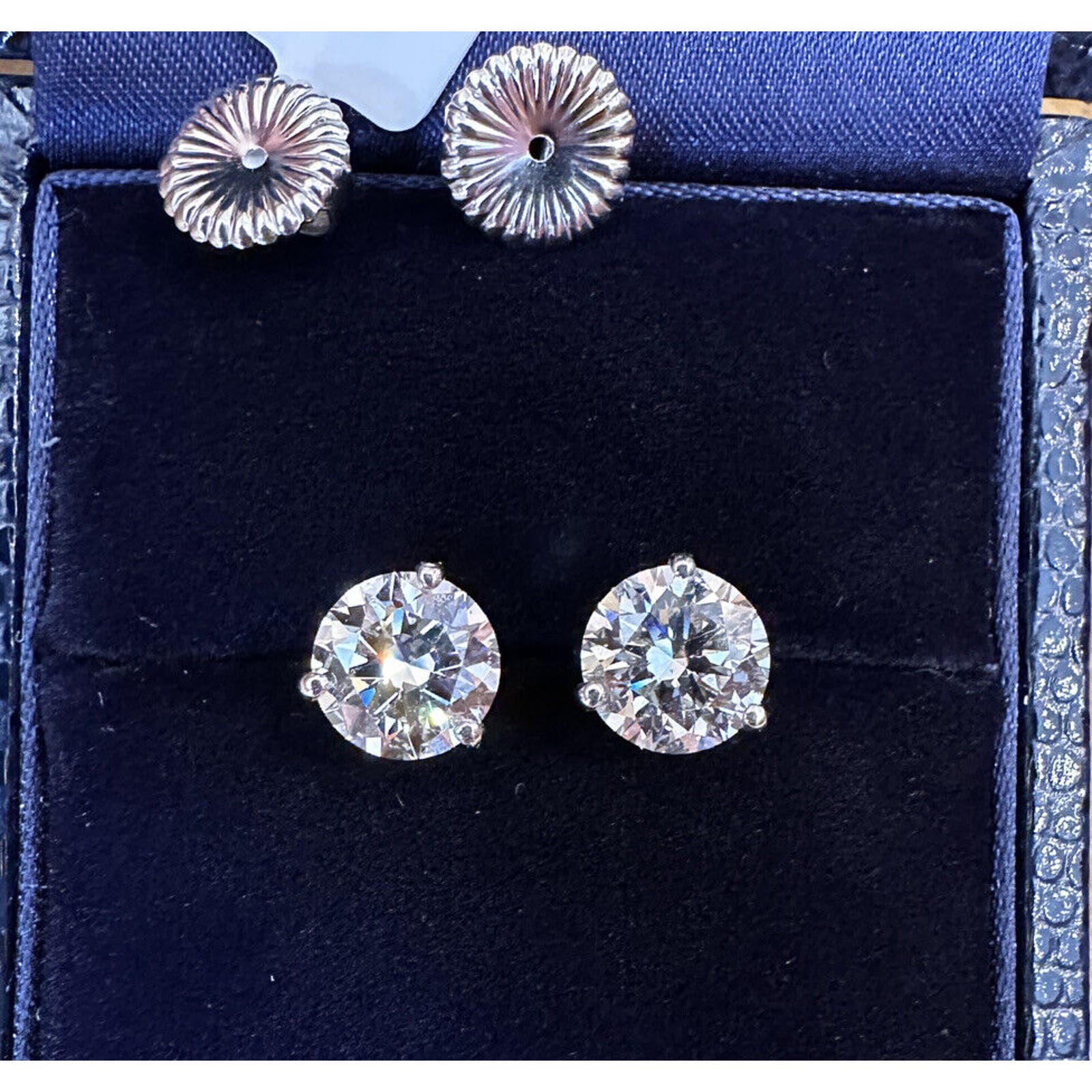 Round Diamond Stud Earrings GIA Certified 4.14 Cts in 18k White Gold - HM2513AI
