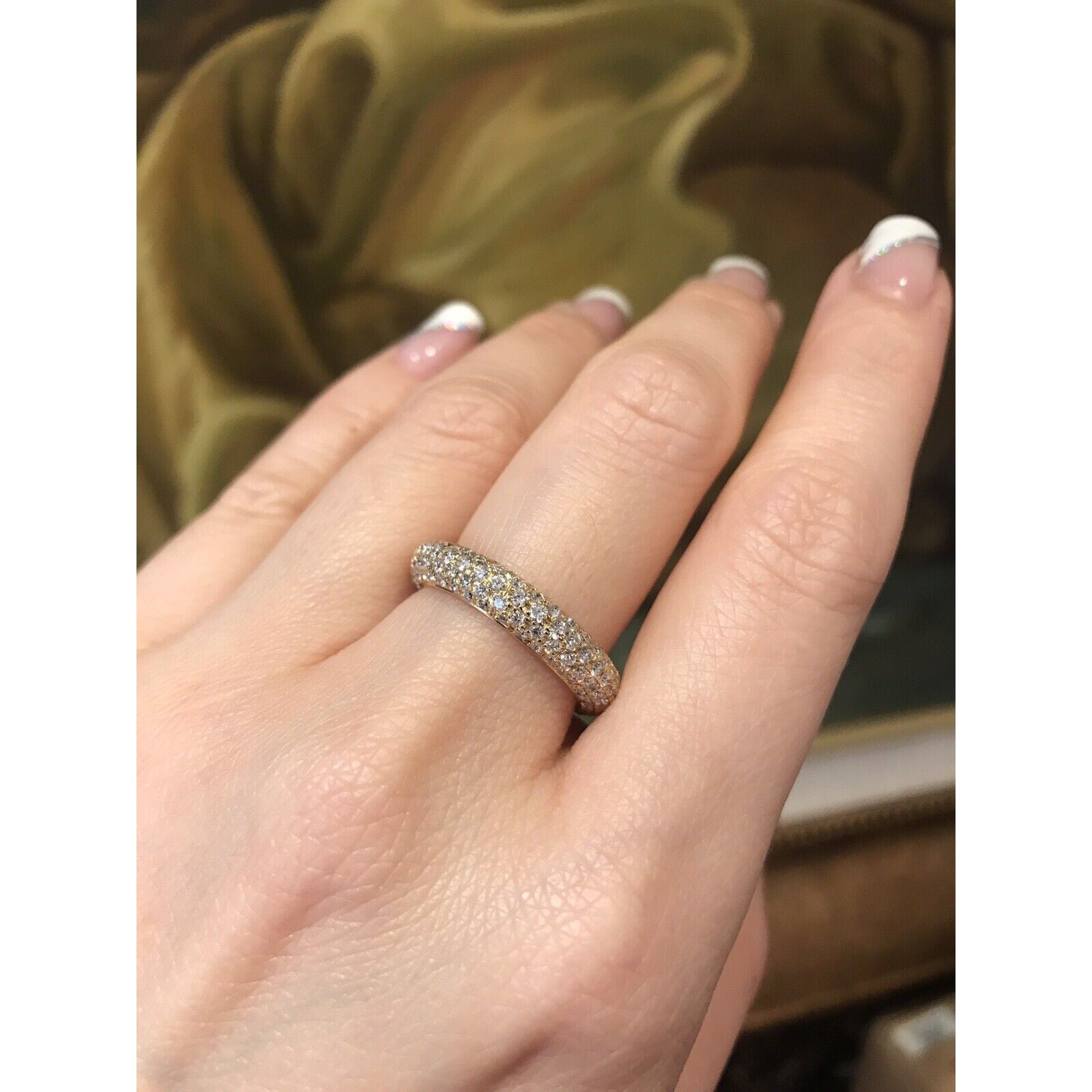 2.03 carat Pave Diamond Eternity Band Ring in 18k Yellow Gold