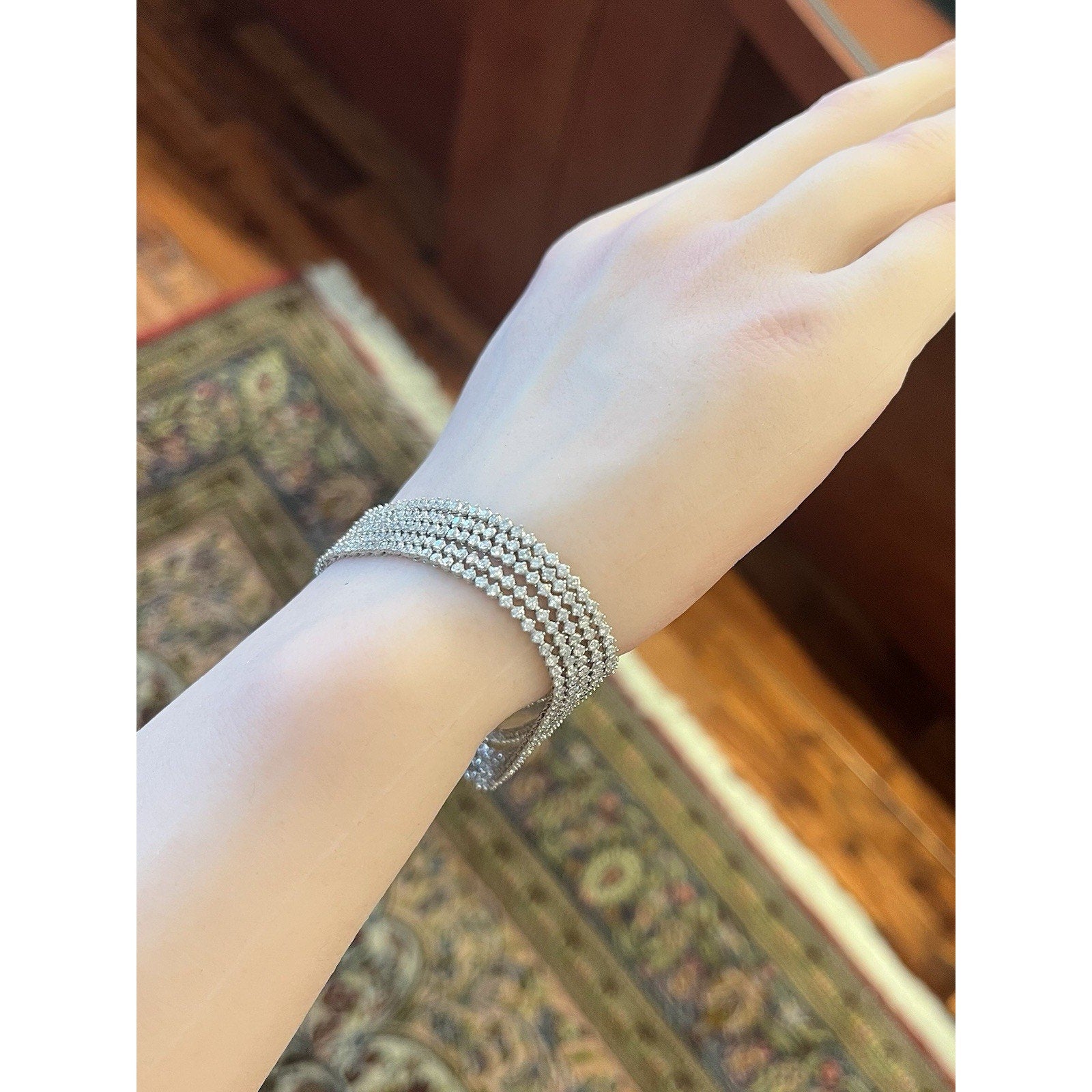 Five Strand Round Diamond Tennis Bracelet 5.00 cttw in Platinum