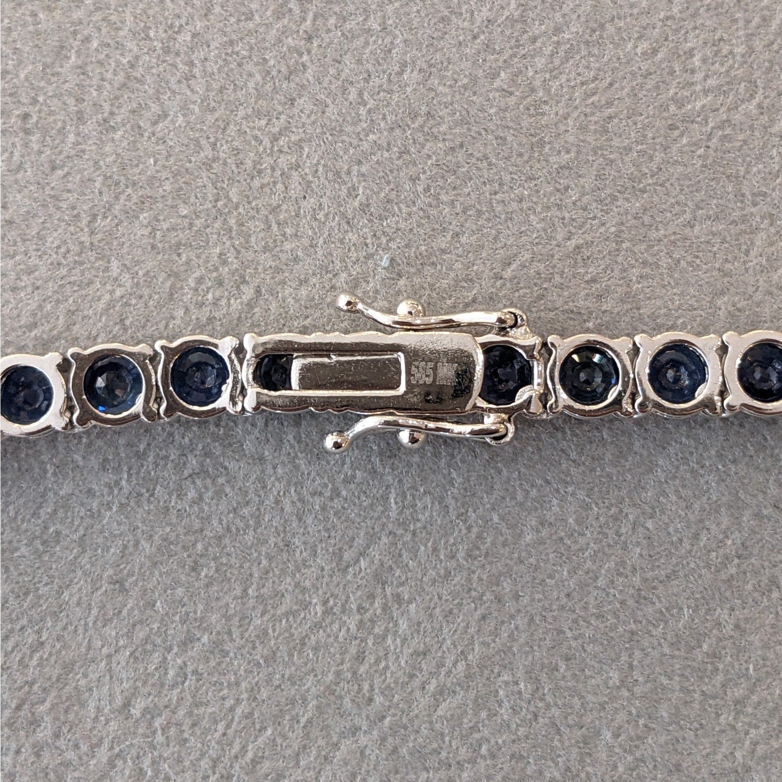 Natural Blue Sapphire Riviera Tennis Necklace 20" long in 14k White Gold