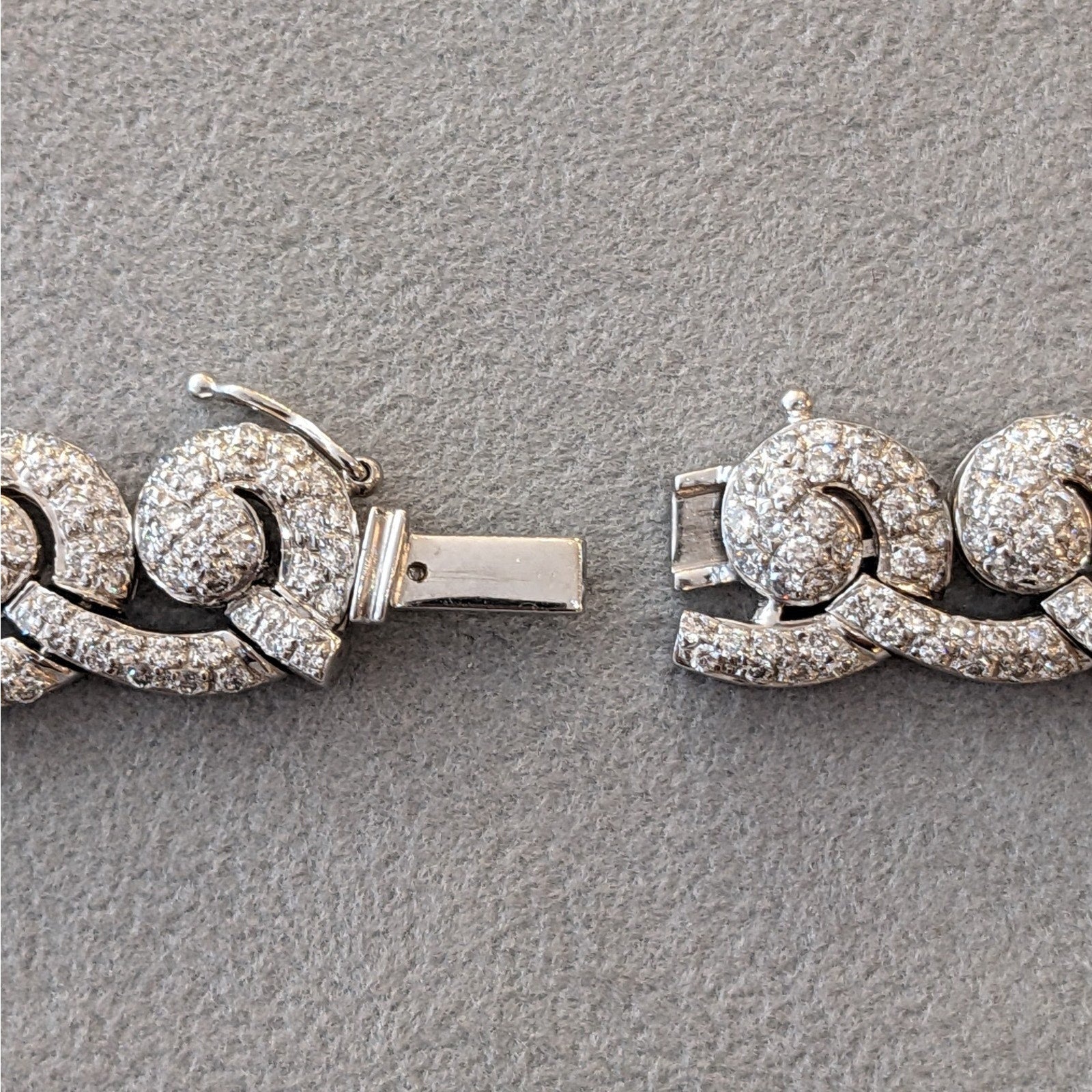 Pave Diamond Scroll Link Choker Necklace in 18k White Gold