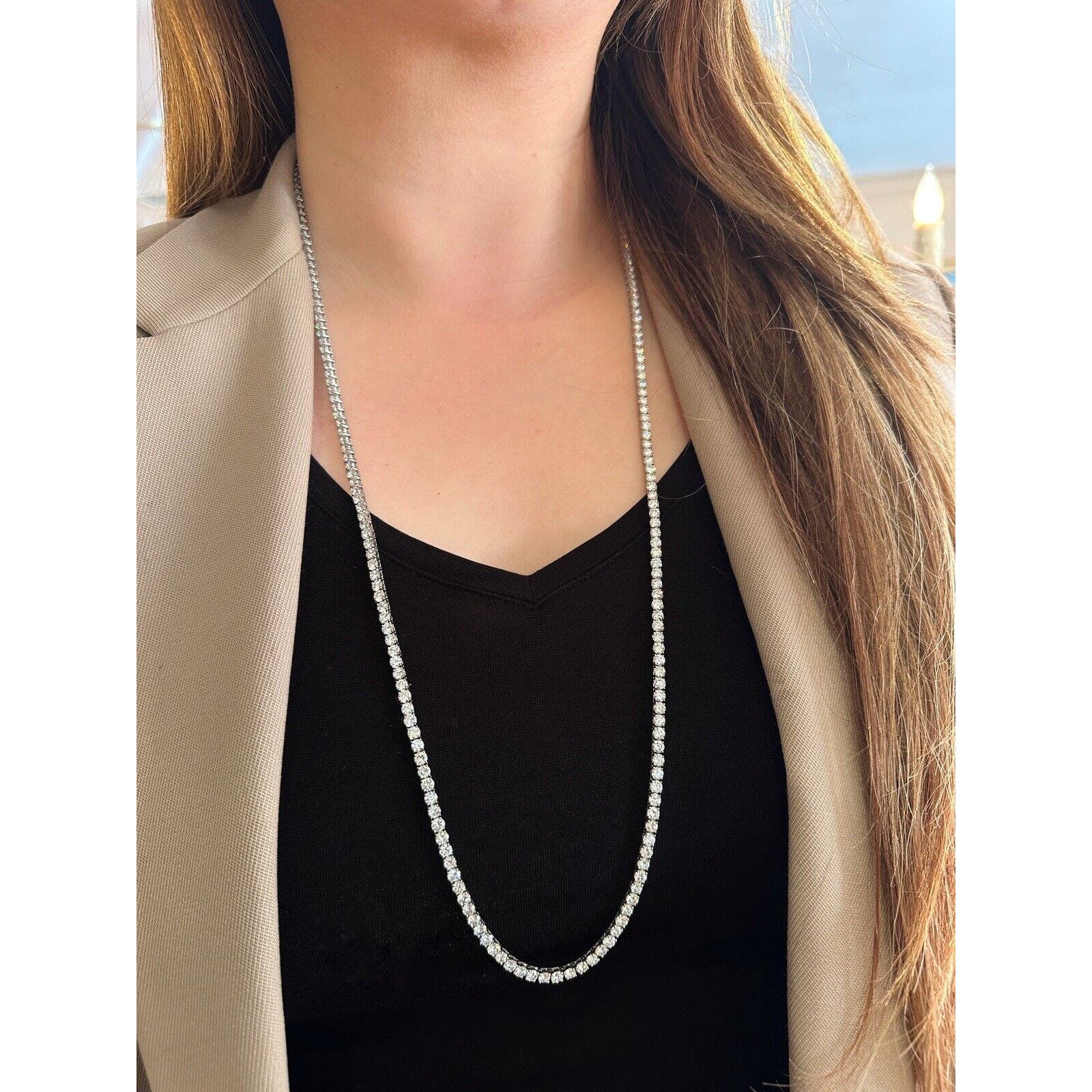 32.96 ct Diamond Long Tennis Necklace in 18k White Gold 31.5 inches - HM2454AA