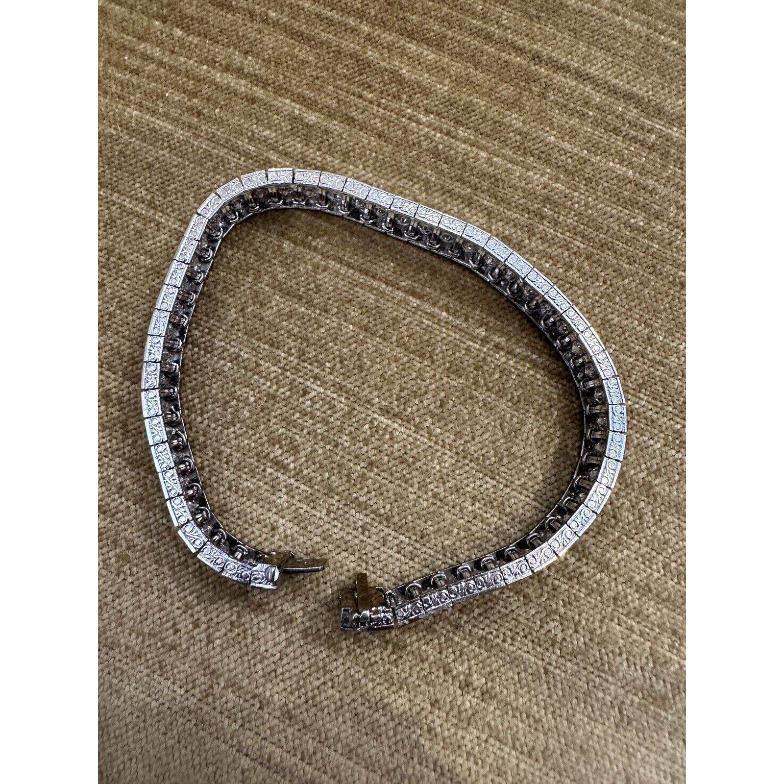 Old Euro Cuts Two row Diamond Tennis Bracelet 7 carats TW in Platinum - HM2490IA