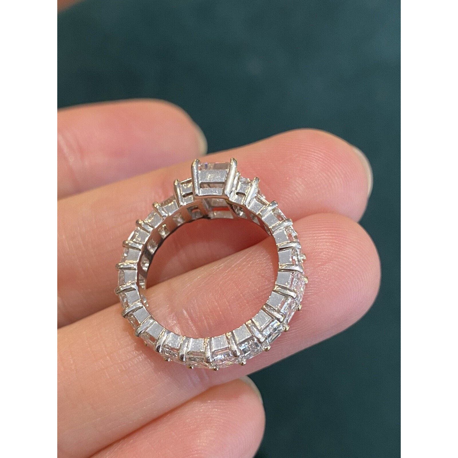 GIA 1.12 ct w/ 4.34 ct Emerald Cut Diamond Eternity Ring18k White Gold- HM1287I4