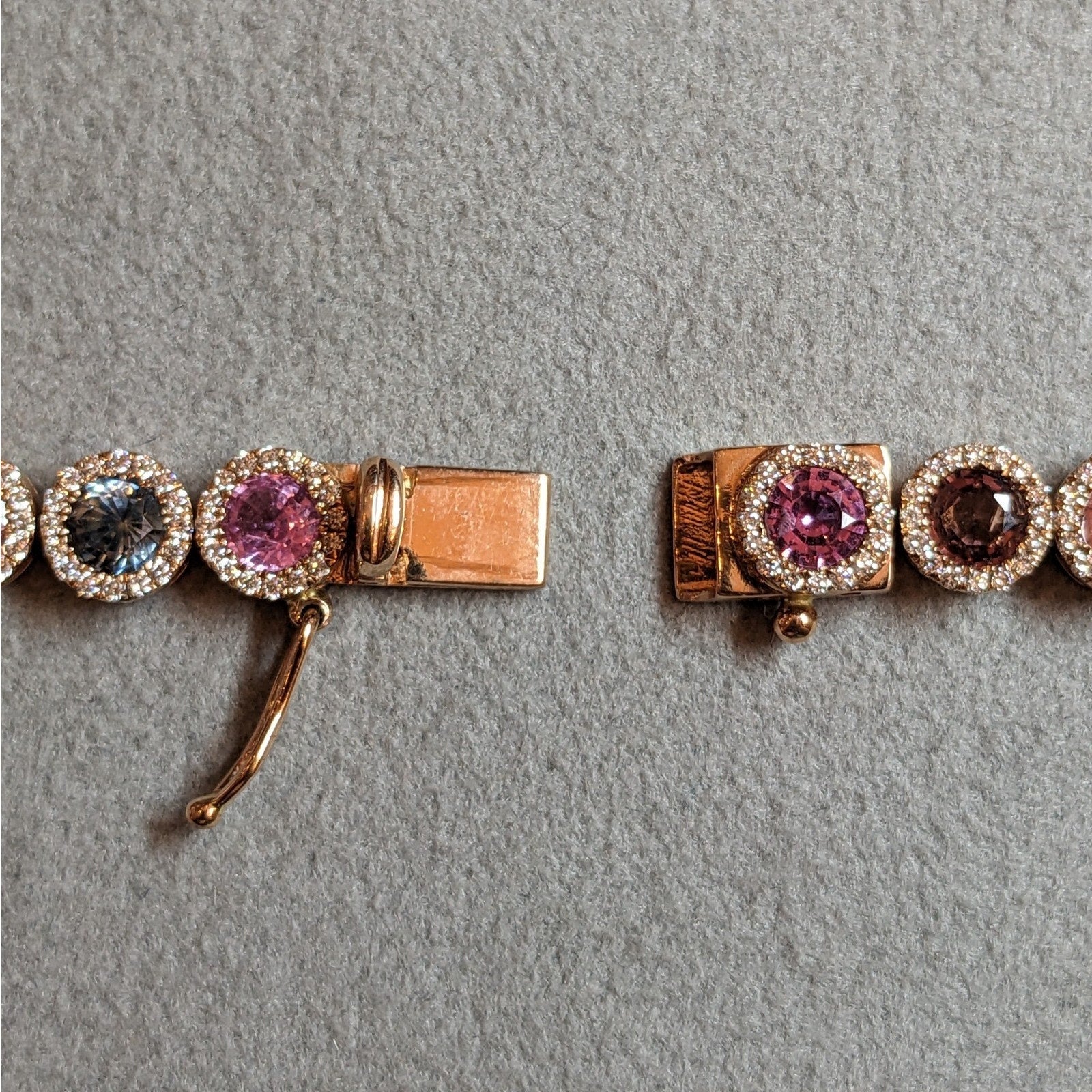 Multicolor Sapphire and Diamond Choker Necklace in 14k Rose Gold
