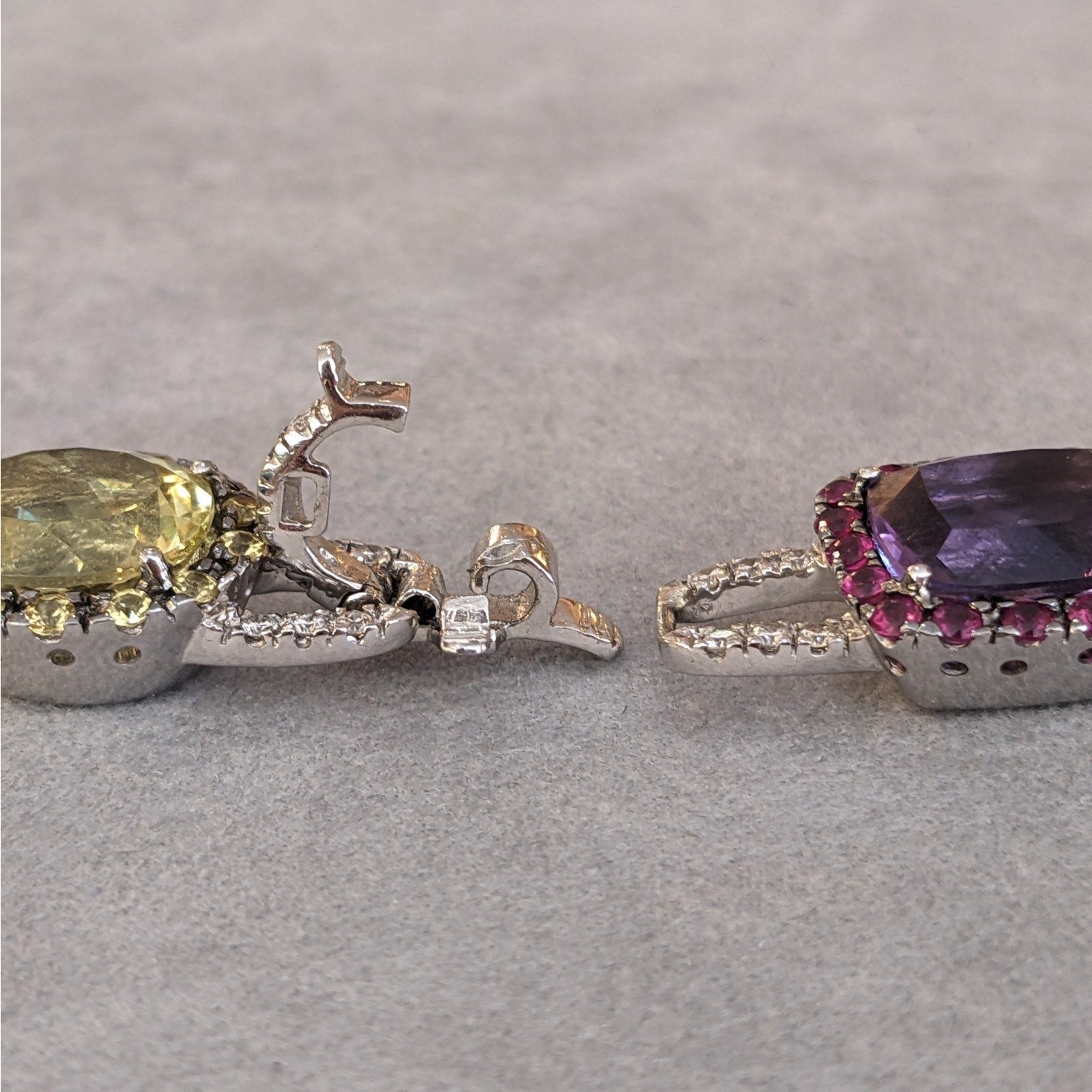 Multi-Color Gemstone Necklace with Diamonds in 18k White Gold