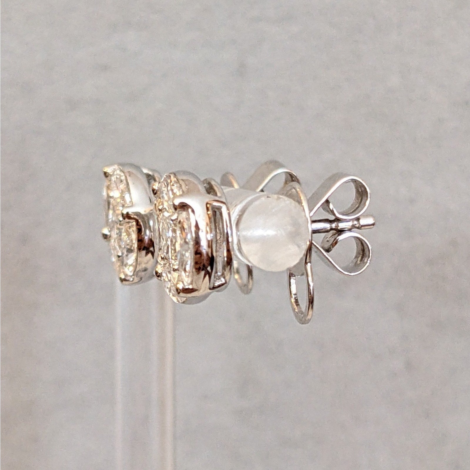 Illusion set Natural Diamond Earrings 1.62 cttw in 18k White Gold