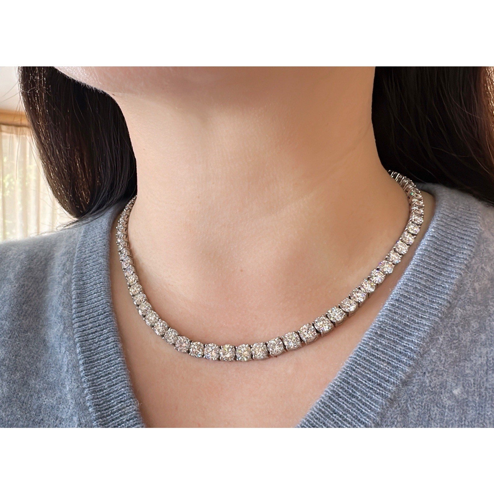 Certified 50 carats Diamond Tennis Necklace in Platinum 18.5 inches