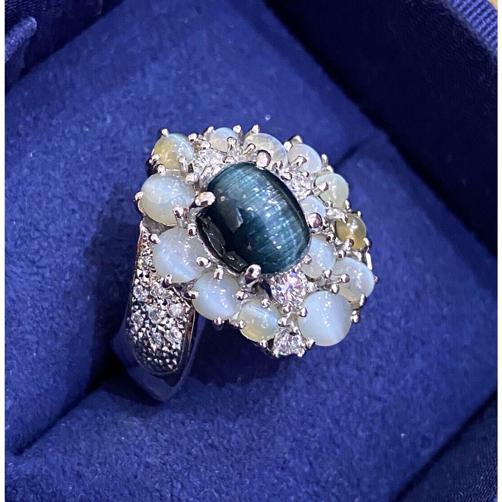 Cats Eye Tourmaline and Chrysoberyl Ring in Platinum