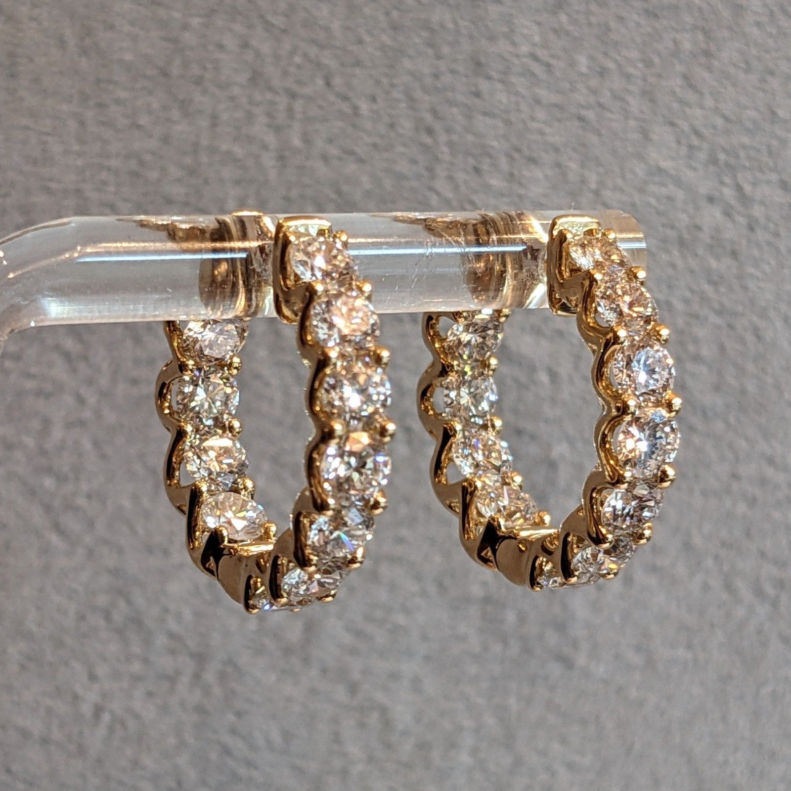 3.37cttw Round Diamond Inside Out Hoop Earrings in 18k Yellow Gold