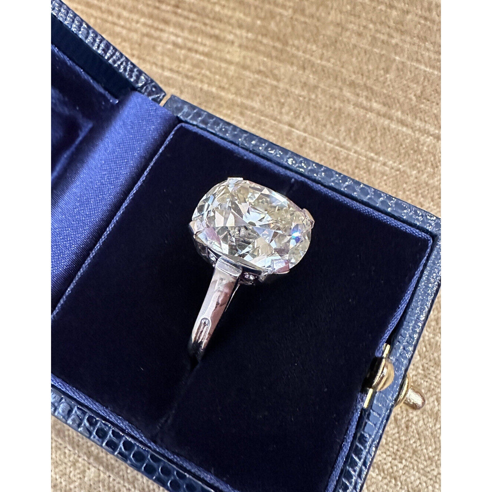 GIA 17.91 carat Old Cushion Cut Diamond Solitaire Ring in Platinum