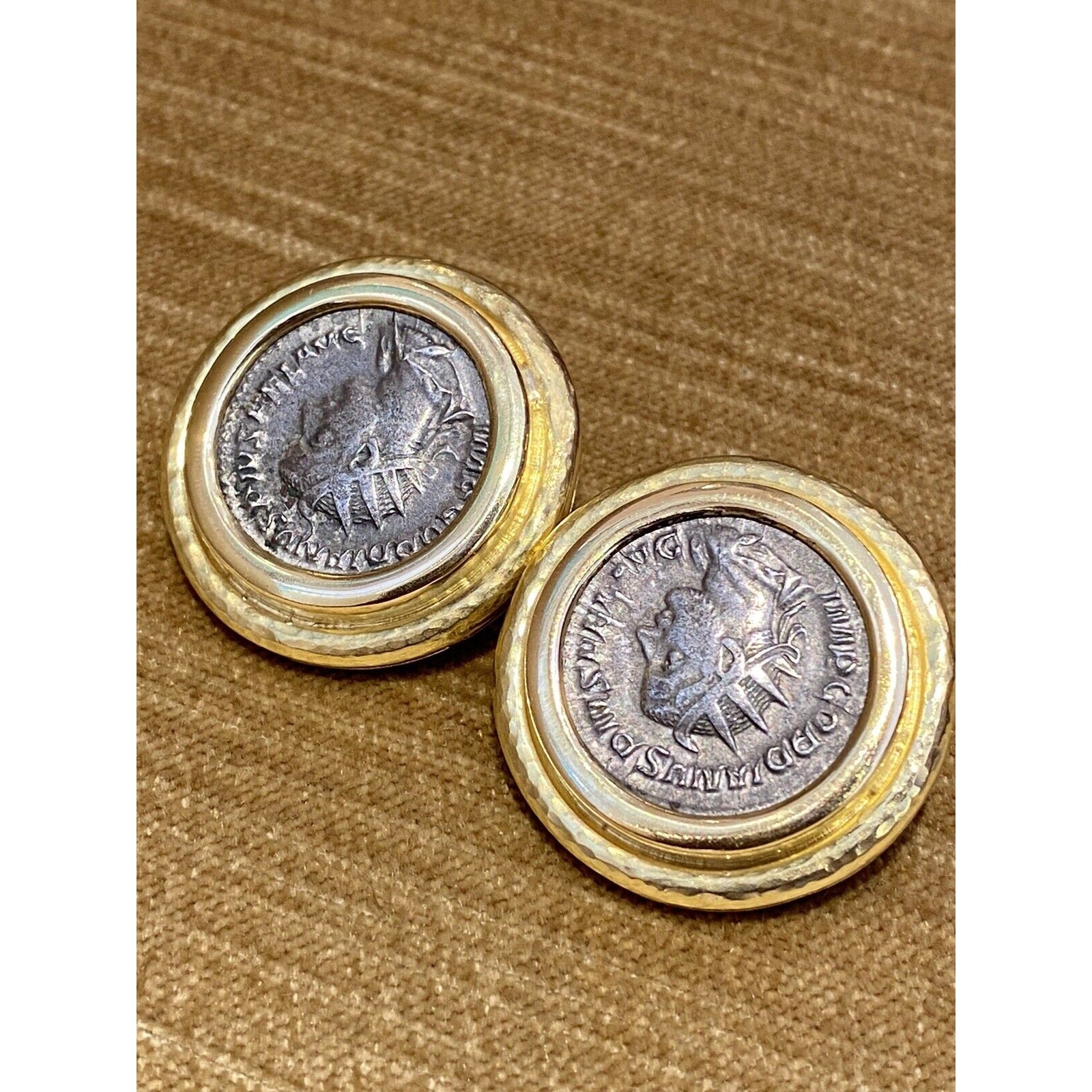 Large Elizabeth Locke Coin Button Earrings in 18k Yellow Gold