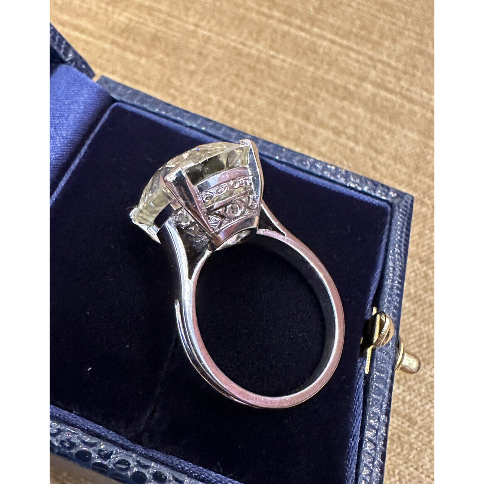 GIA 17.91 carat Old Cushion Cut Diamond Solitaire Ring in Platinum