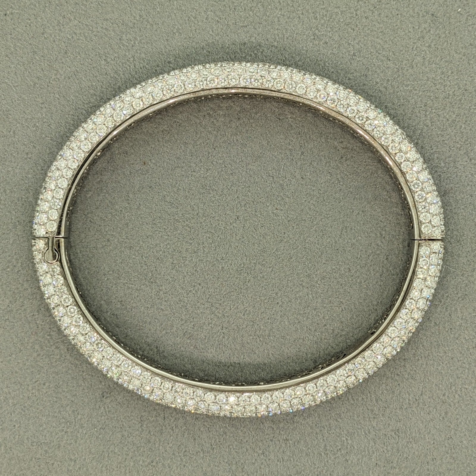 Natural Diamond Pave Bangle Bracelet 16.23 cttw in 18k White Gold