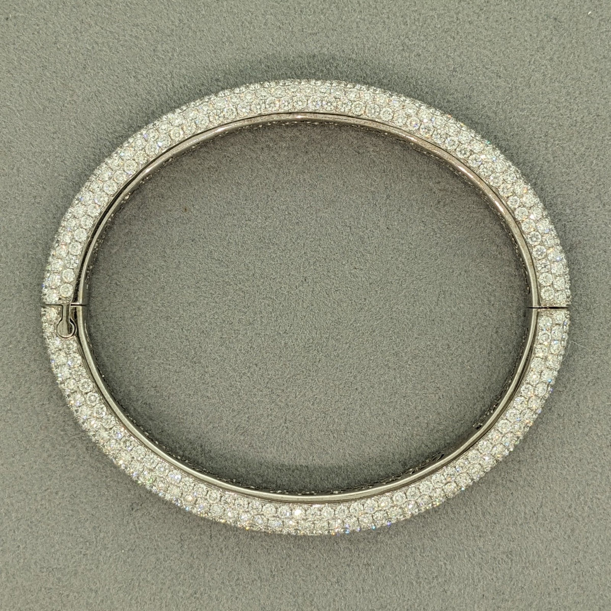 Natural Diamond Pave Bangle Bracelet 16.23 cttw in 18k White Gold