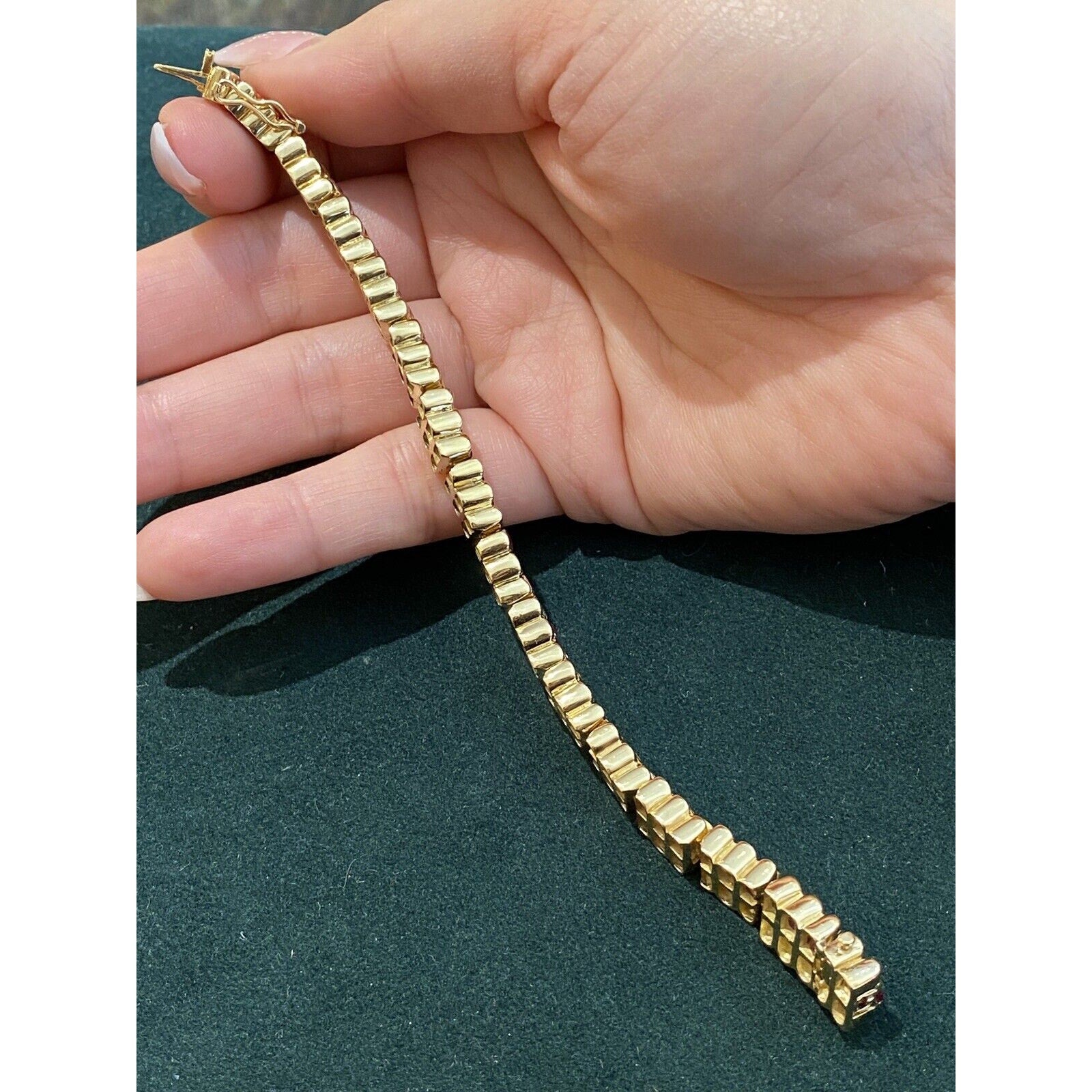 Vintage Ruby and Diamond Line Bracelet in 18k Yellow Gold - HM2405B
