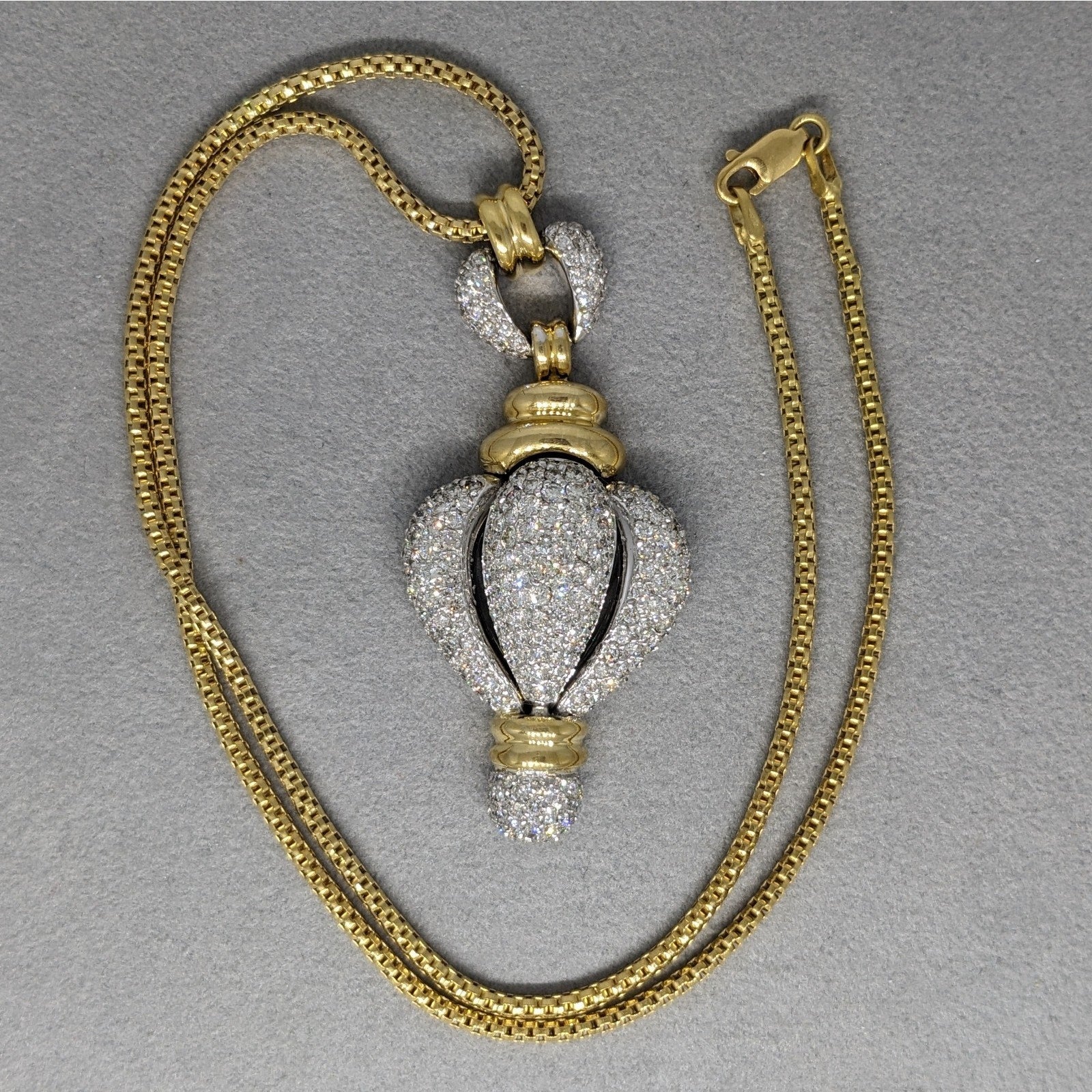 Diamond Pave Pendant Necklace in 18k Yellow & White Gold