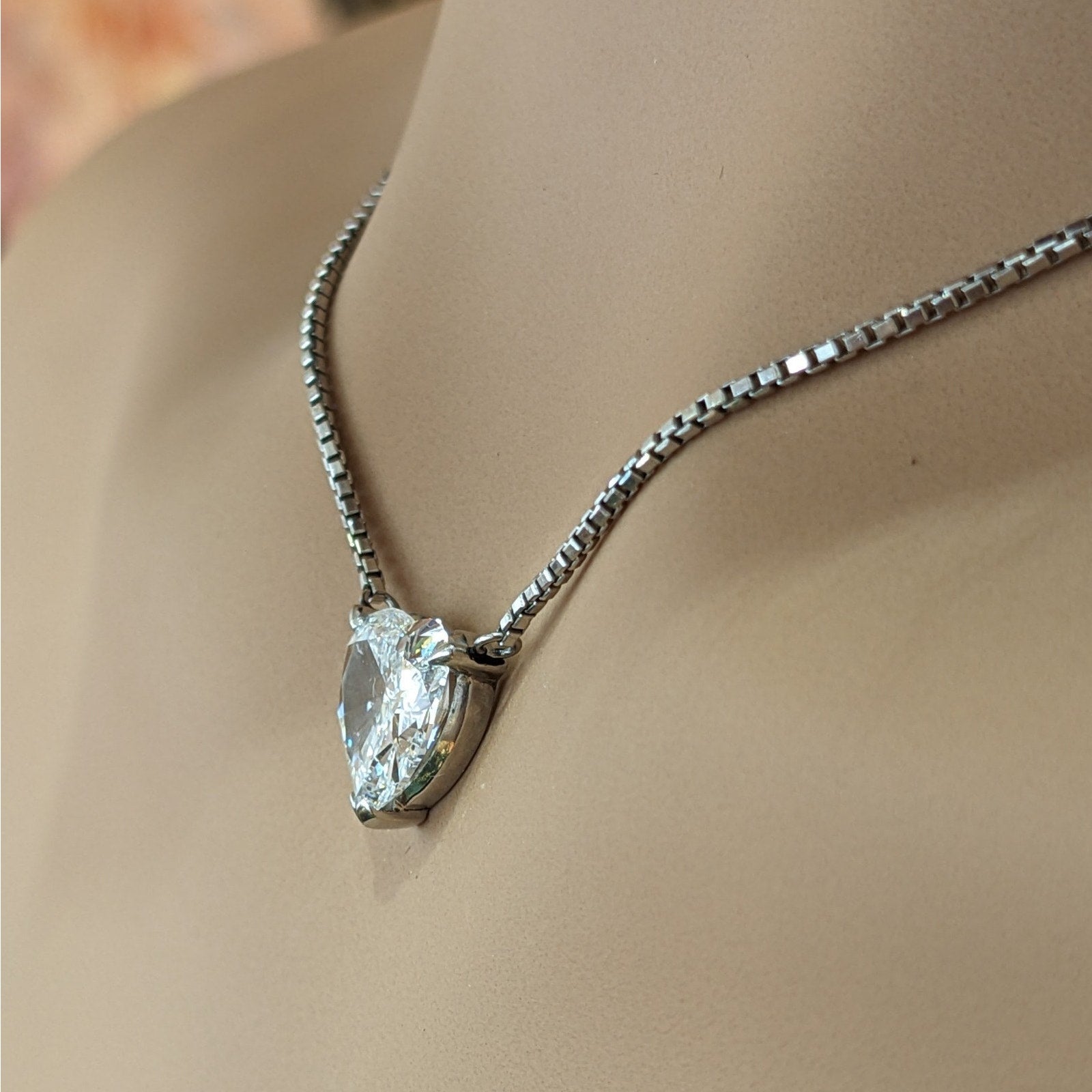 Natural 2.63 ct Heart Diamond Solitaire Pendant Necklace in Platinum