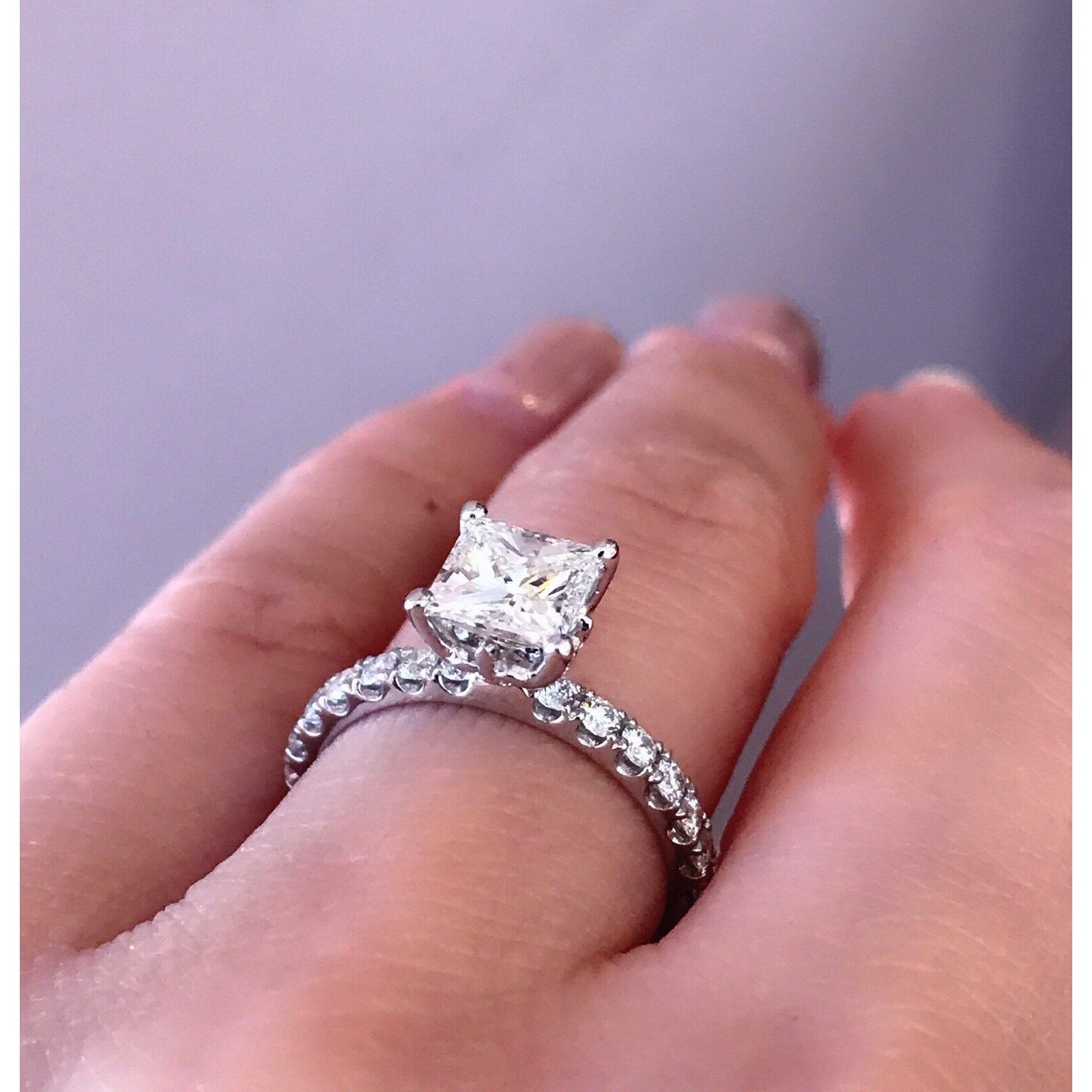 GIA 1.20 ct Princess Cut Diamond J-SI1 in 18k White Gold Diamond Ring